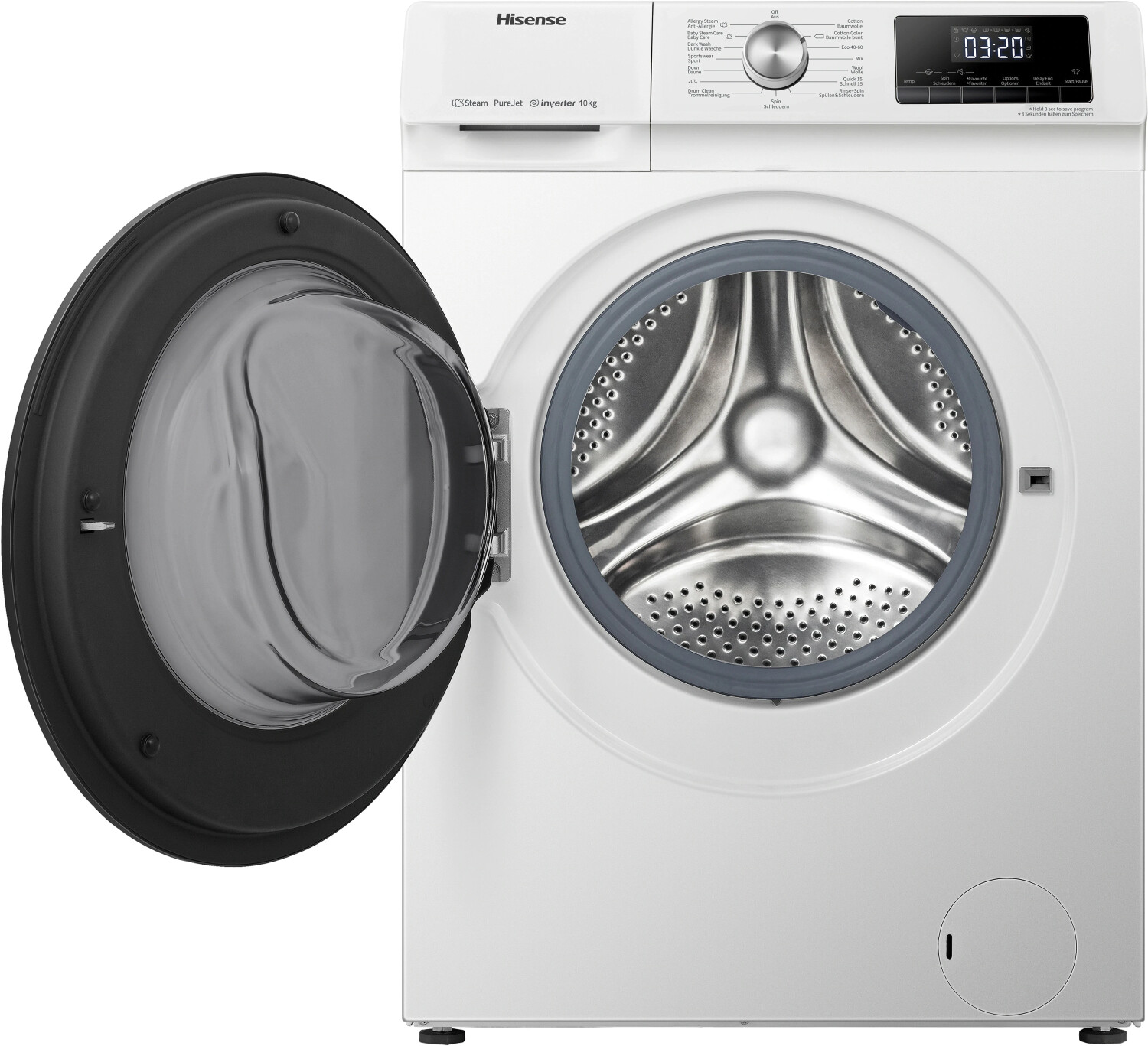 Hisense WFQA1014EVJM Waschmaschine mit Dampffunktion/10 kg/AquaStop /1400 U/min /15 Programme