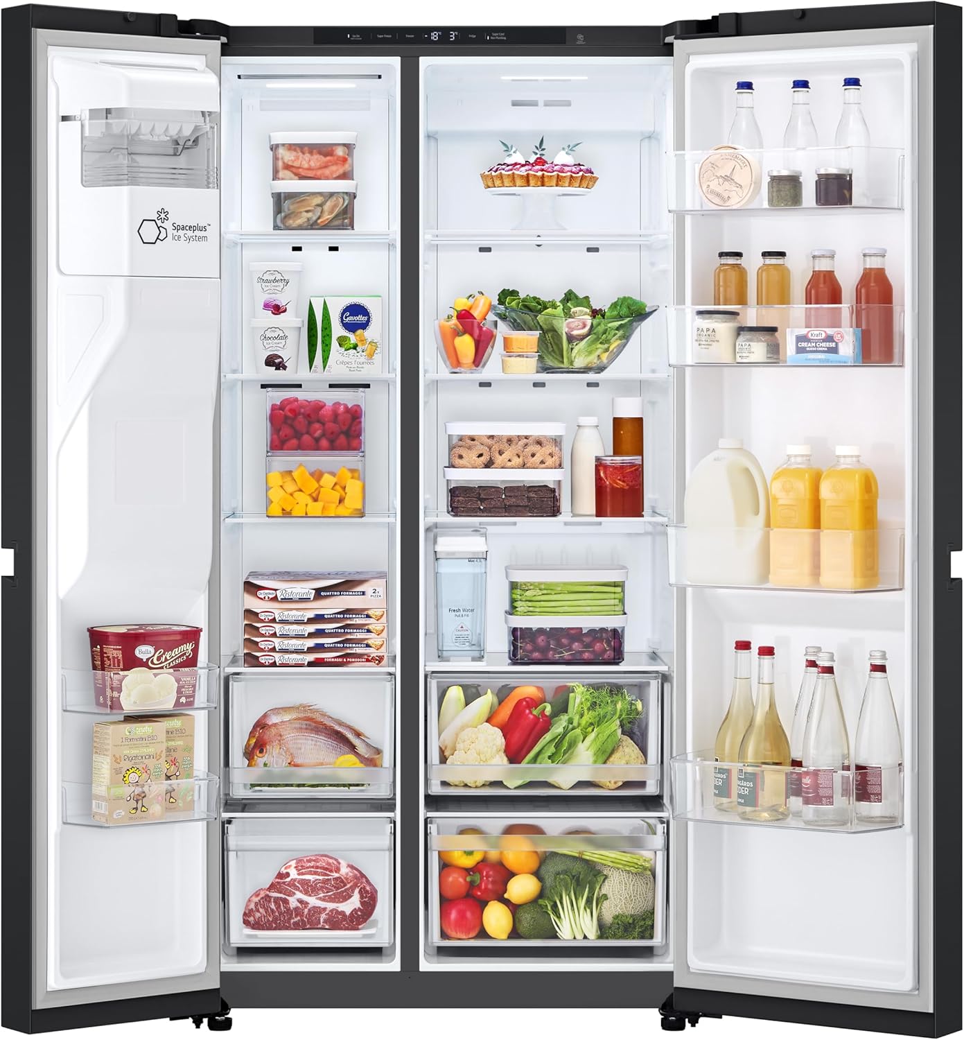 LG GSLC41EPPE Side-by-Side, Smart inverter Compressor, Eis- und Wasserspender, Wassertank,  Freistehend 