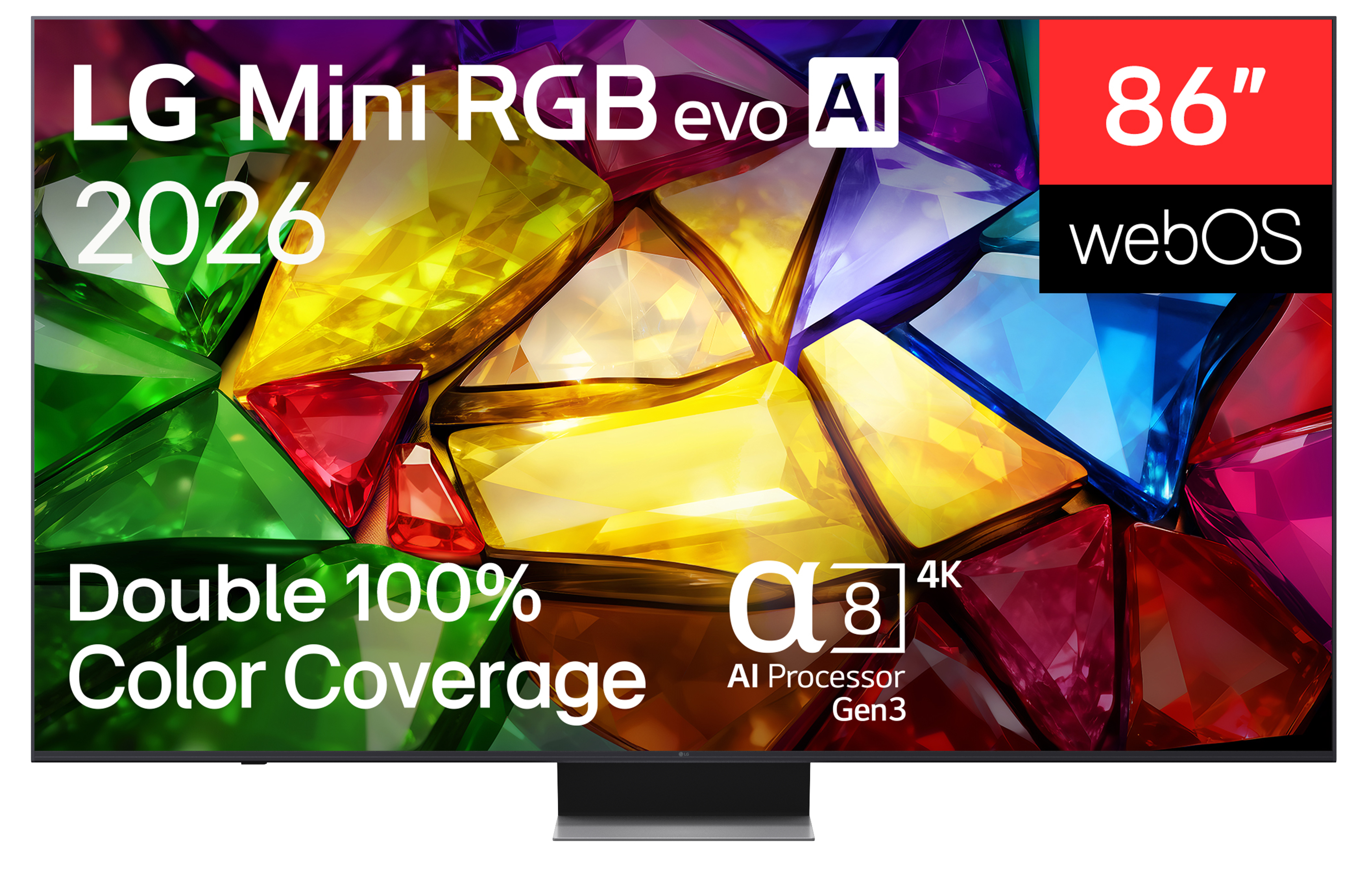 LG 86MRGB88B9B IQ300 86 Zoll Mini RGB evo 4K Smart TV mit MiniLED | Alpha8 Gen3 AI | 144 Hz Gaming | Dolby Vision IQ | Dolby Atmos | höhenverstellbarer Standfuß