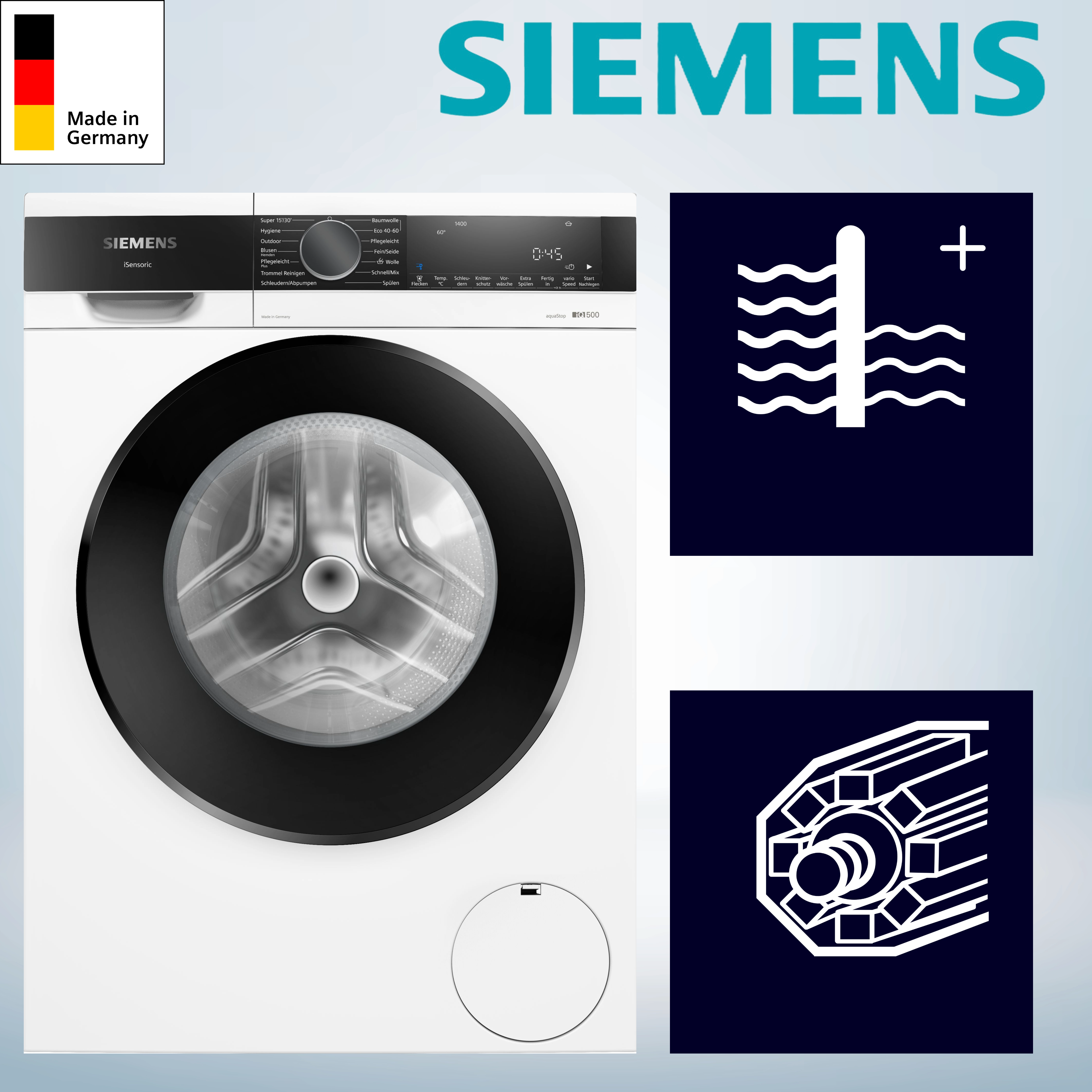 Siemens WG44G2140  Frontlader  9 kg  1.400 U pro Min  Knitterschutz 