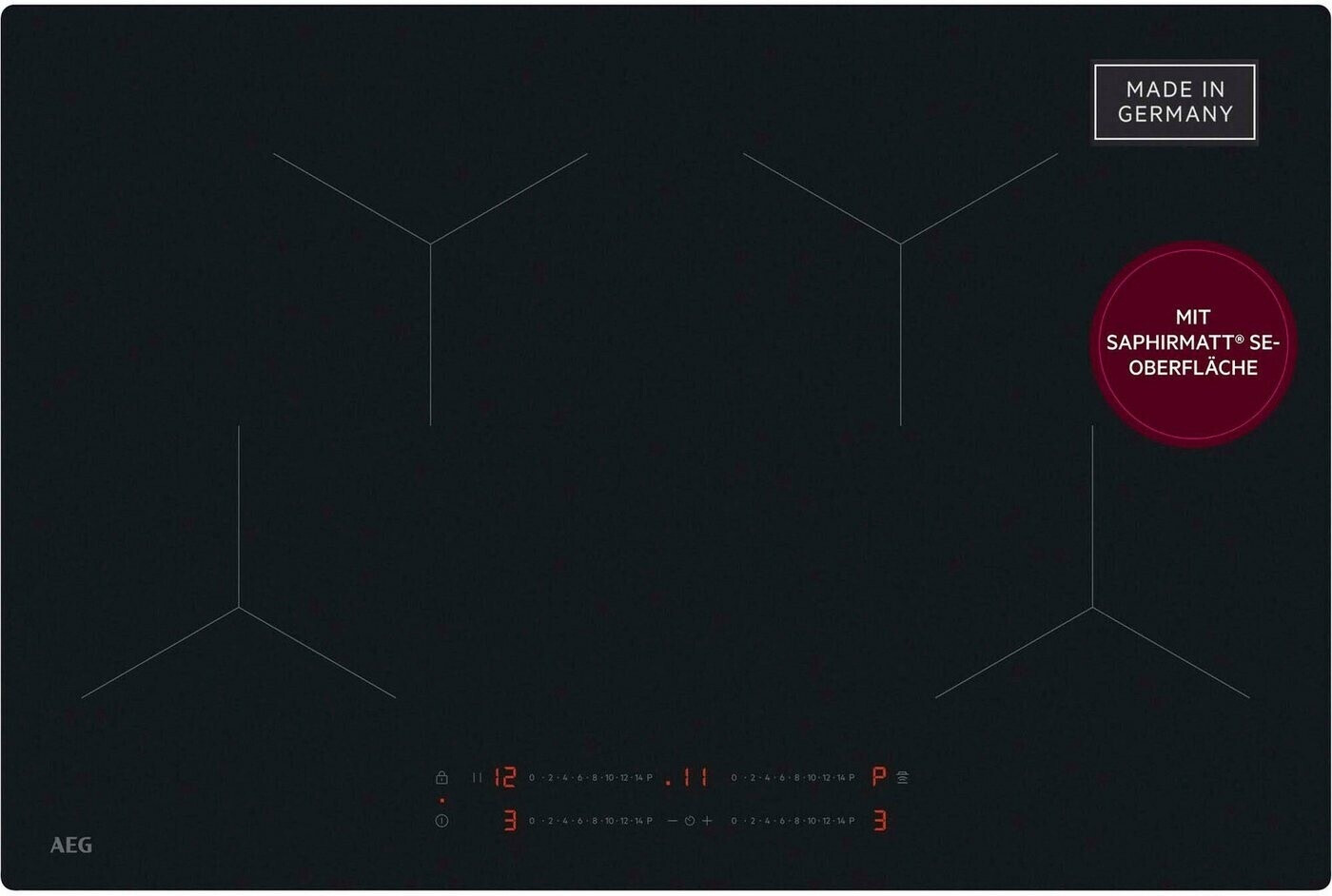 AEG TO84IA0FIT Induktionskochfeld Autark 80 cm, 4 Flex-Kochzonen mit kratzresistenter SaphirMattSE-Oberfläche