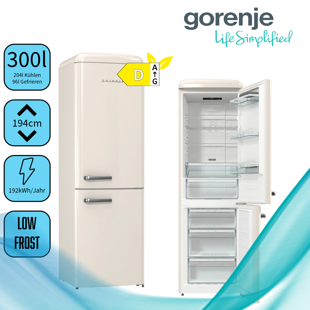 Gorenje B-Ware mit Schaden ONRK619DC Kühl-Gefrierkombination Champagne Creme  MG 821