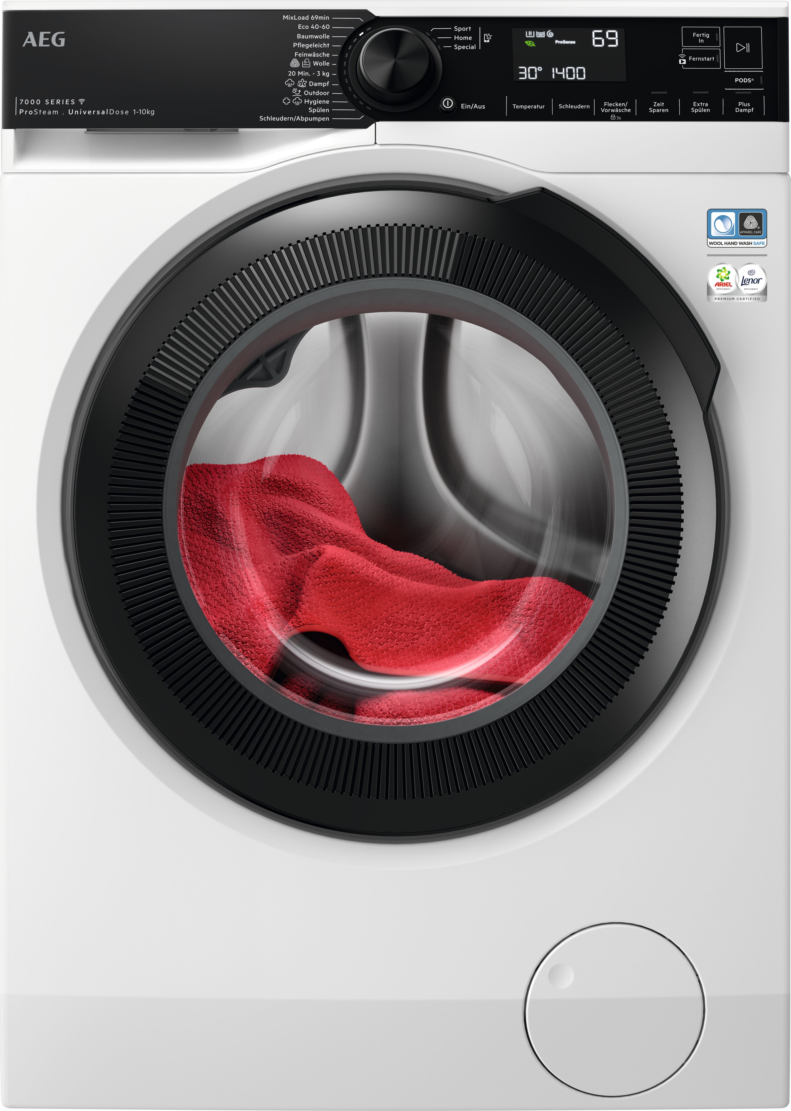 AEG LR7EW75400  Waschmaschine, Serie 7000 ProSteam: Auffrischfunktion mit Dampf statt Waschen