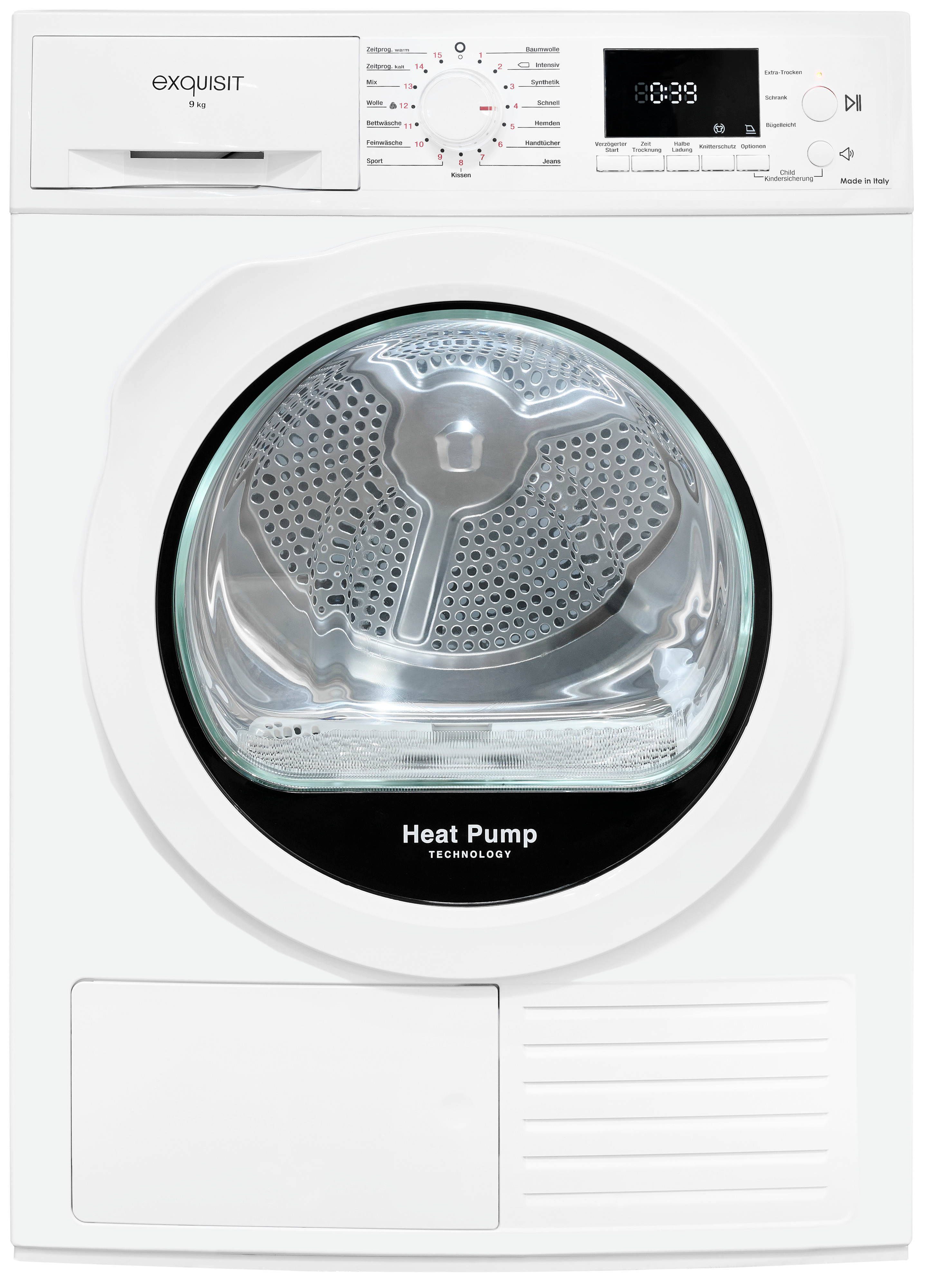 Exquisit TWP903-410 Wärmepumpentrockner – 9 kg, Energieeffizienzklasse A++, 15 Programme, leise, Weiß