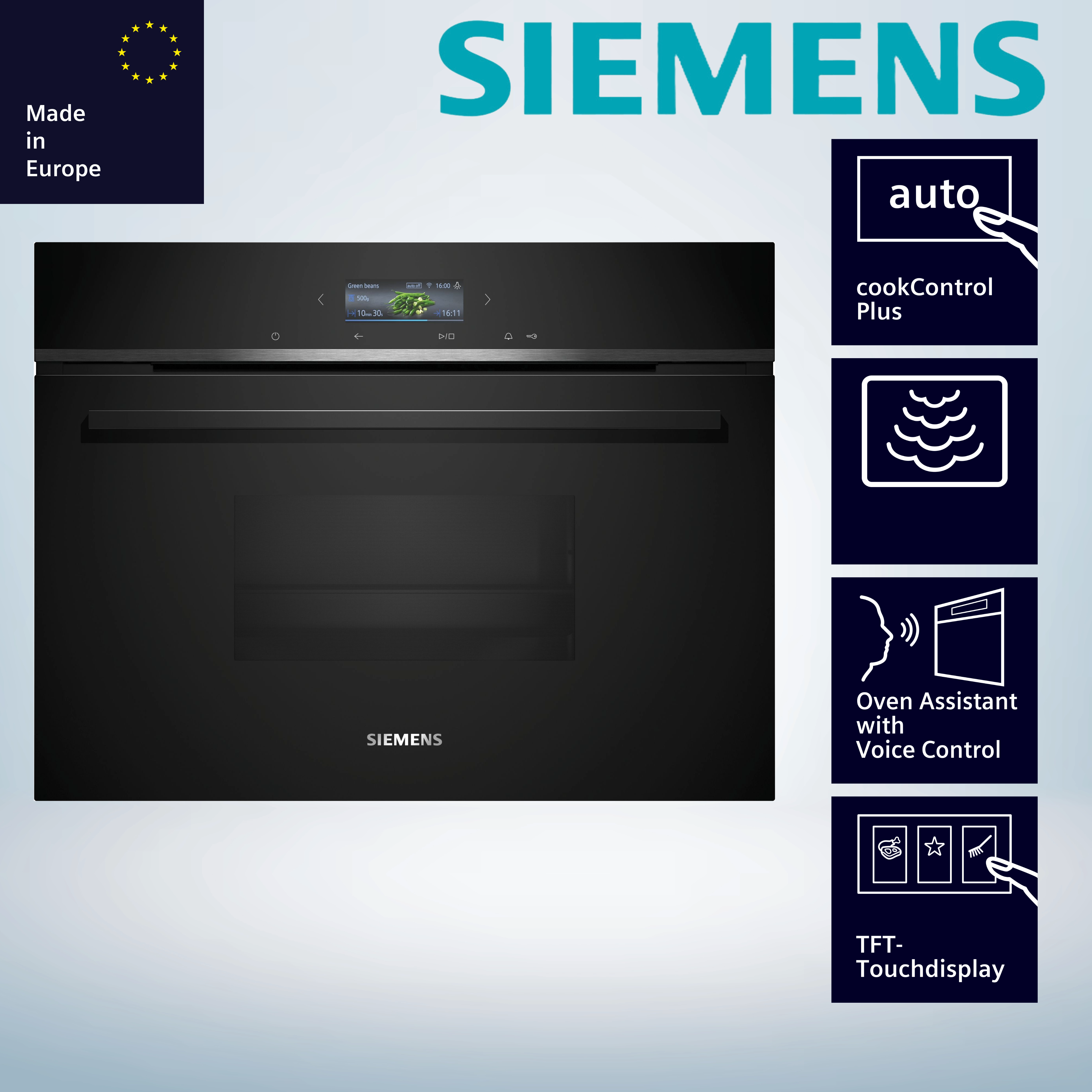 Siemens CD714GXB1 Kombidämpfer  38 Liter  1.750 Watt  max. Temperatur 100 Grad C  Dampf  WLAN-fähig Siemens CD714GXB1 Kombidämpfer  38 Liter  1.750 Watt  max. Temperatur 100 Grad C  Dampf  WLAN-fähig