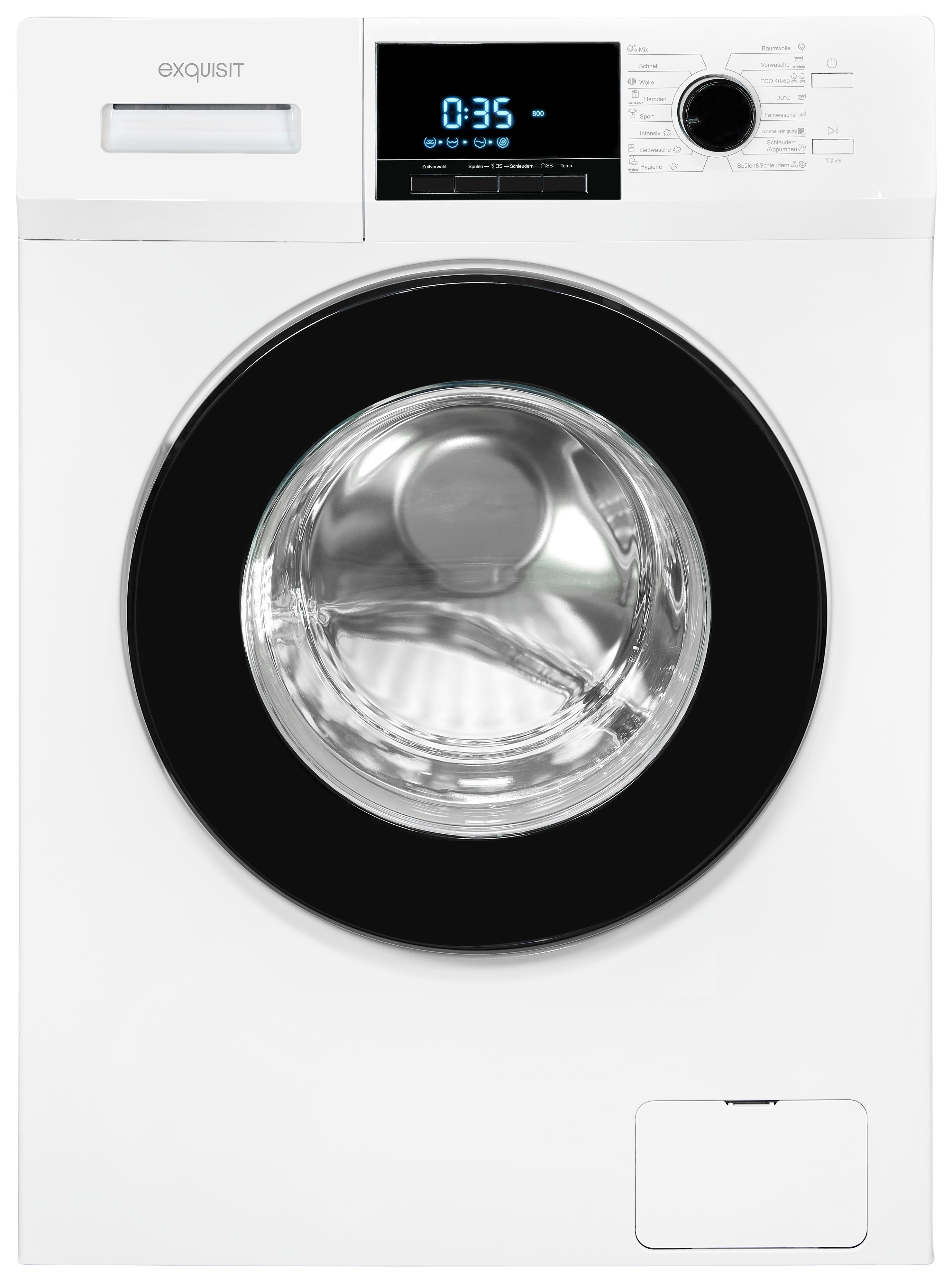 Exquisit WA9214-340A Waschmaschine – 9 kg, Energieeffizienz A, 1400 U/Min, Schwarz-Weiß
