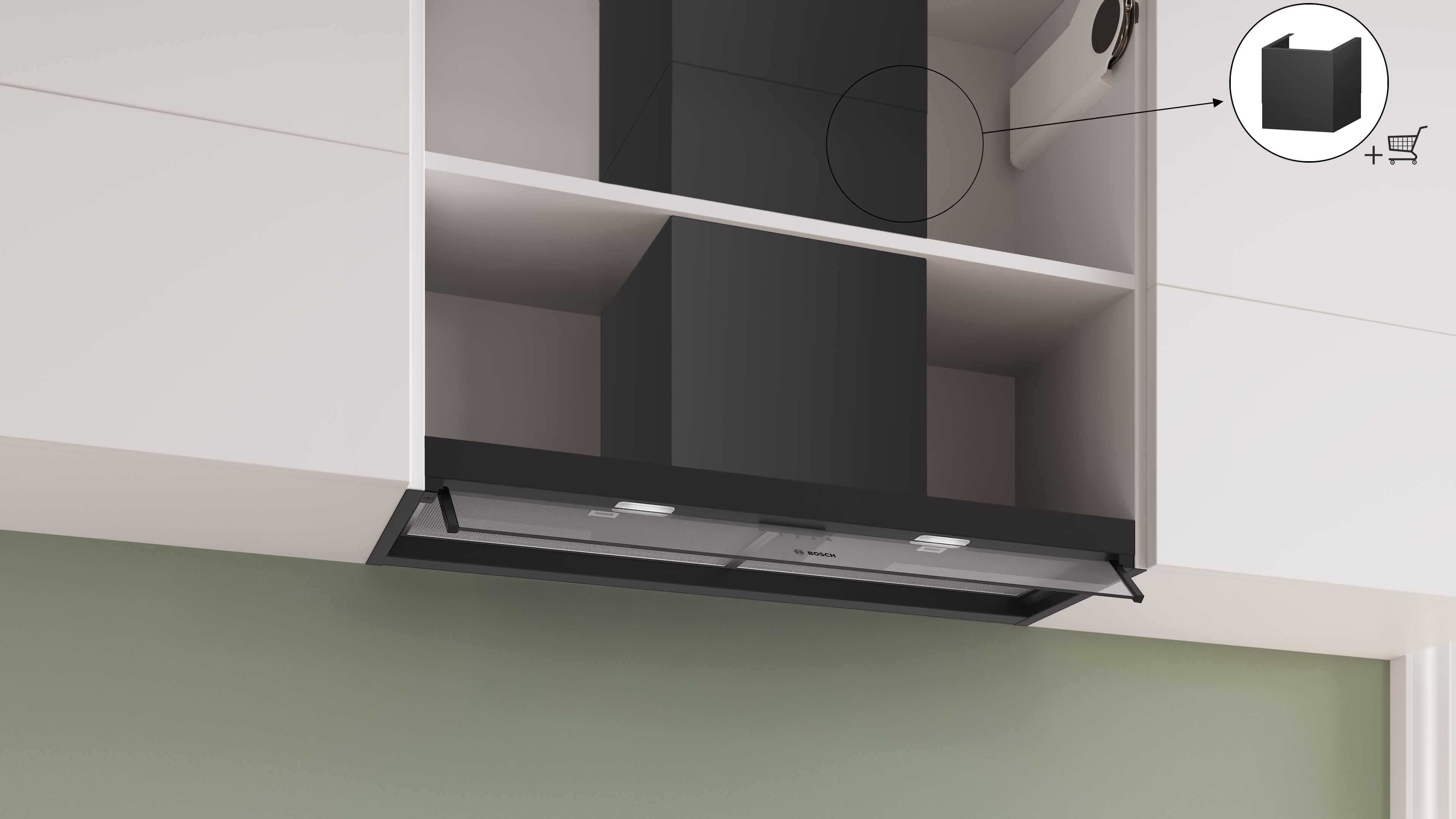 Bosch DBB95CC60 Serie 4 Integrierte Designhaube 90 cm | Klarglas | Mattschwarz | Abluft/Umluft | Made in Germany