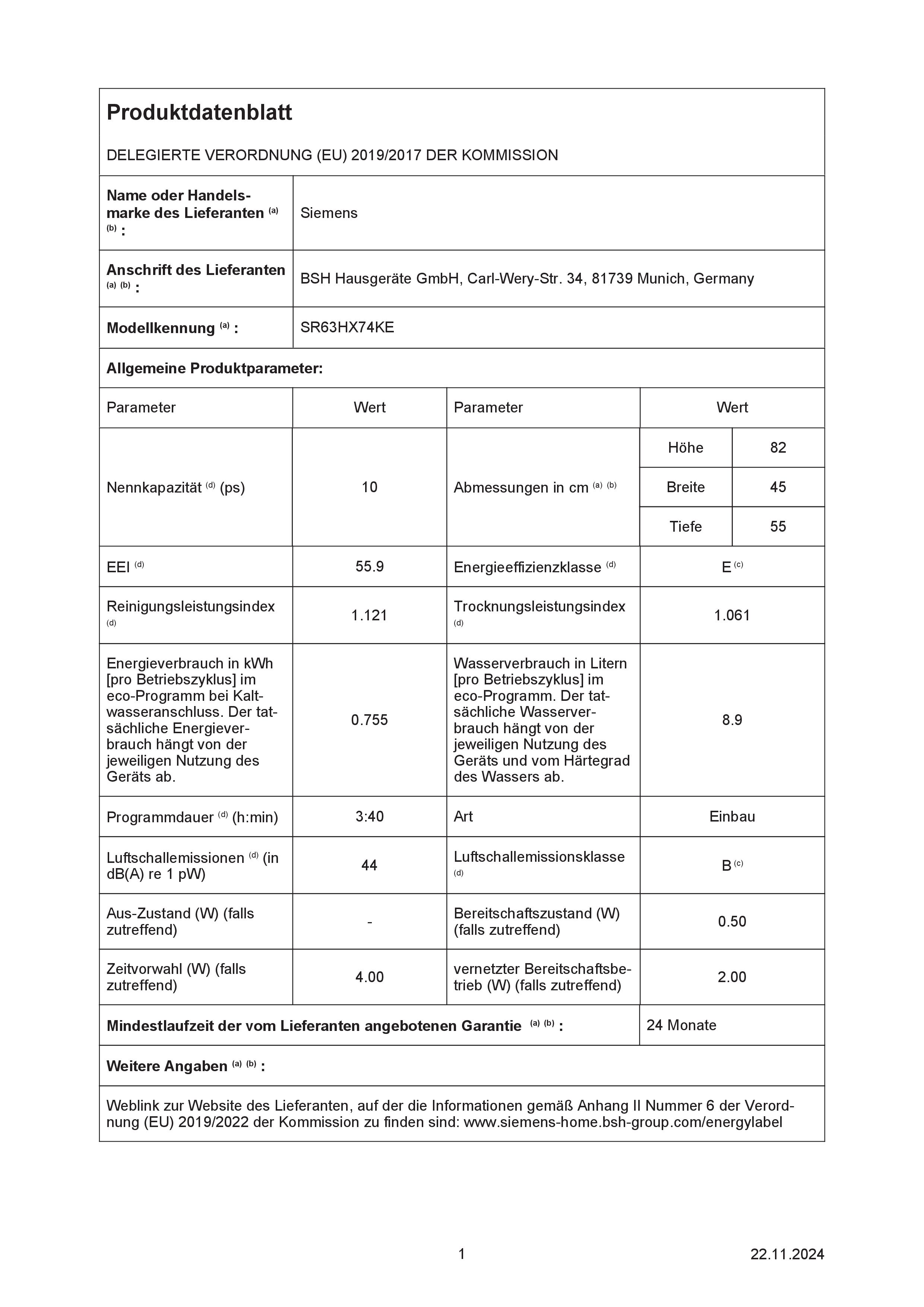 Siemens Ausstellungsstück SR63HX74KE Einbaugeschirrspüler vollintegrierbar MG 860 Siemens Ausstellungsstück SR63HX74KE Einbaugeschirrspüler vollintegrierbar MG 860