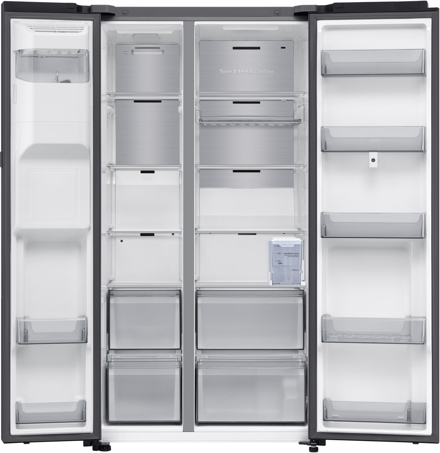 Samsung RS90F67BEFEF Side-by-Side Kühl-Gefrierkombination, AI Kühlschrank mit Gefrierfach