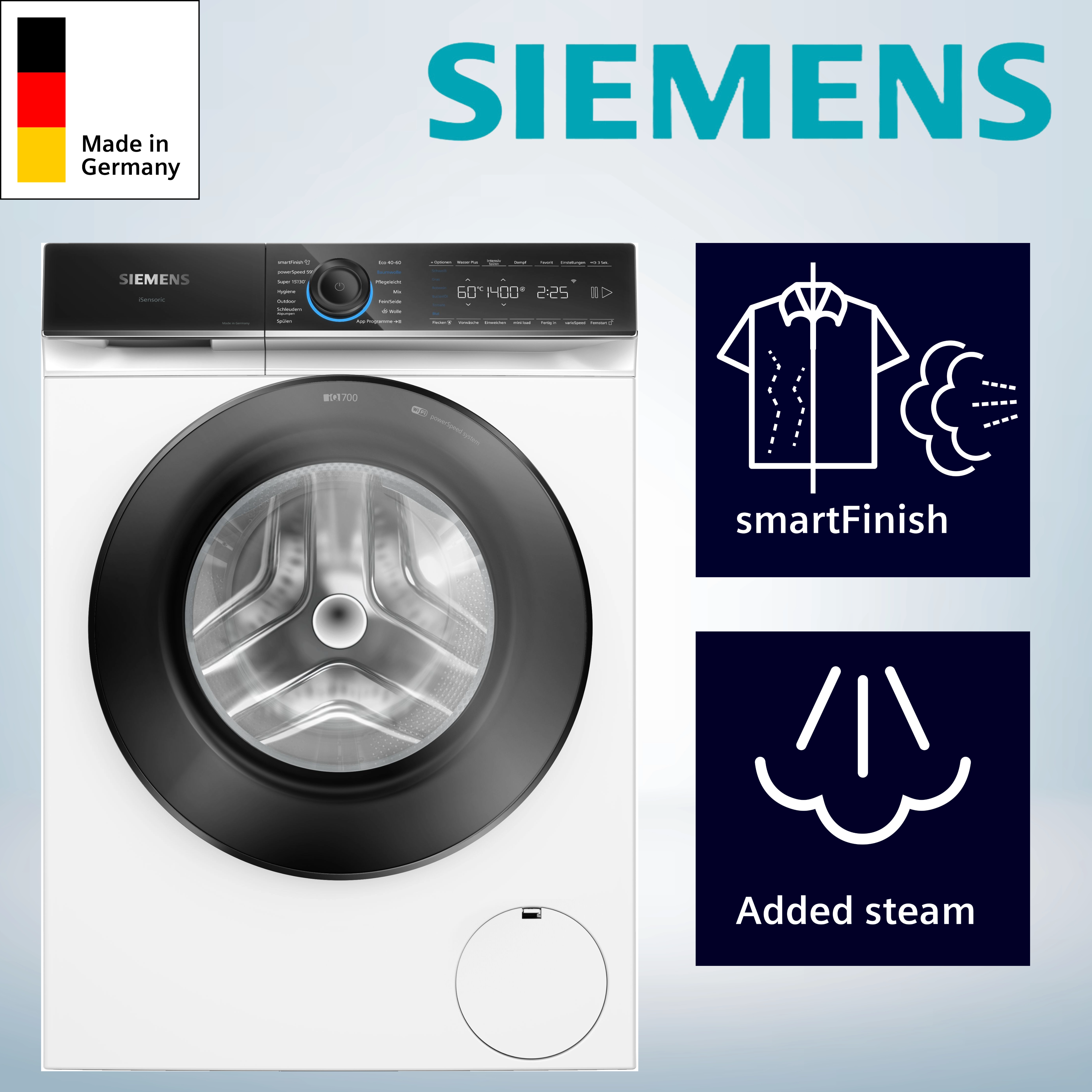 Siemens WG44B2071 Waschmaschine, Frontlader, 9 kg, 1400 U/min.