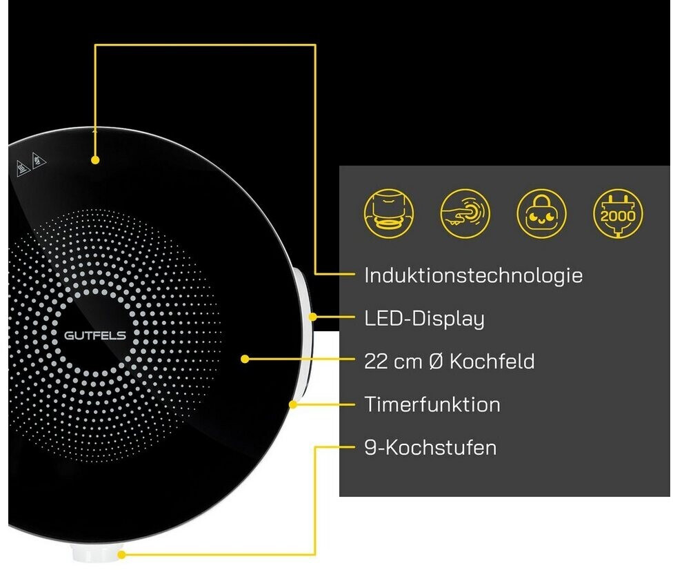 Gutfels Induk 2020 Induktionskochplatte  Automatische Topferkennung 
