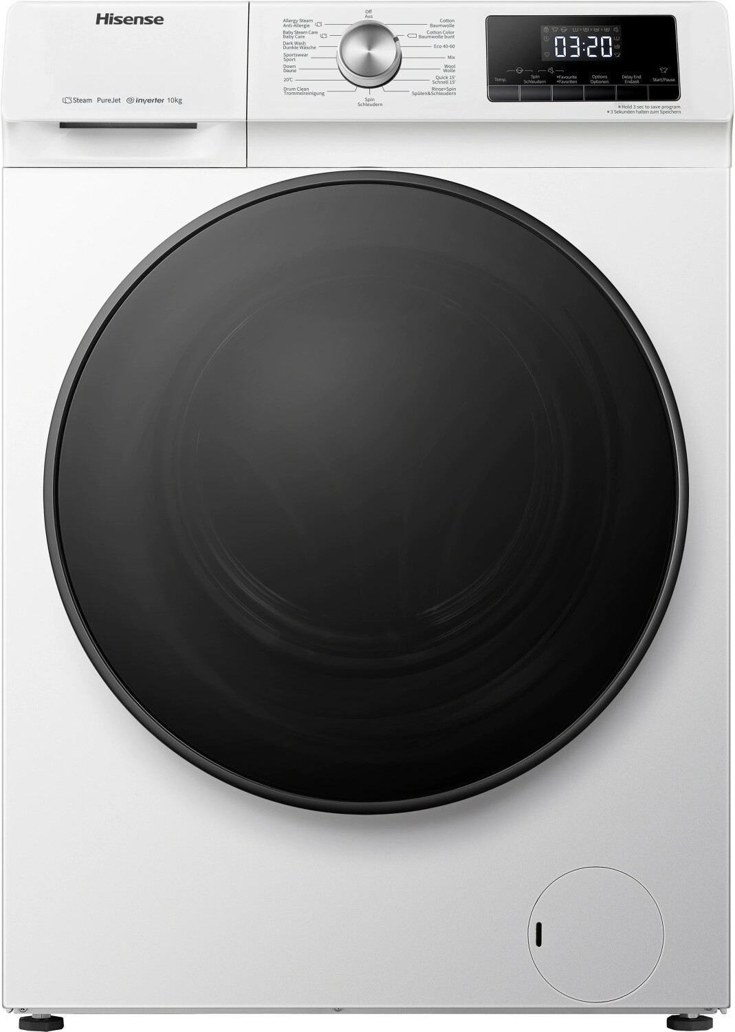 Hisense WFQA1014EVJM Waschmaschine mit Dampffunktion/10 kg/AquaStop /1400 U/min /15 Programme
