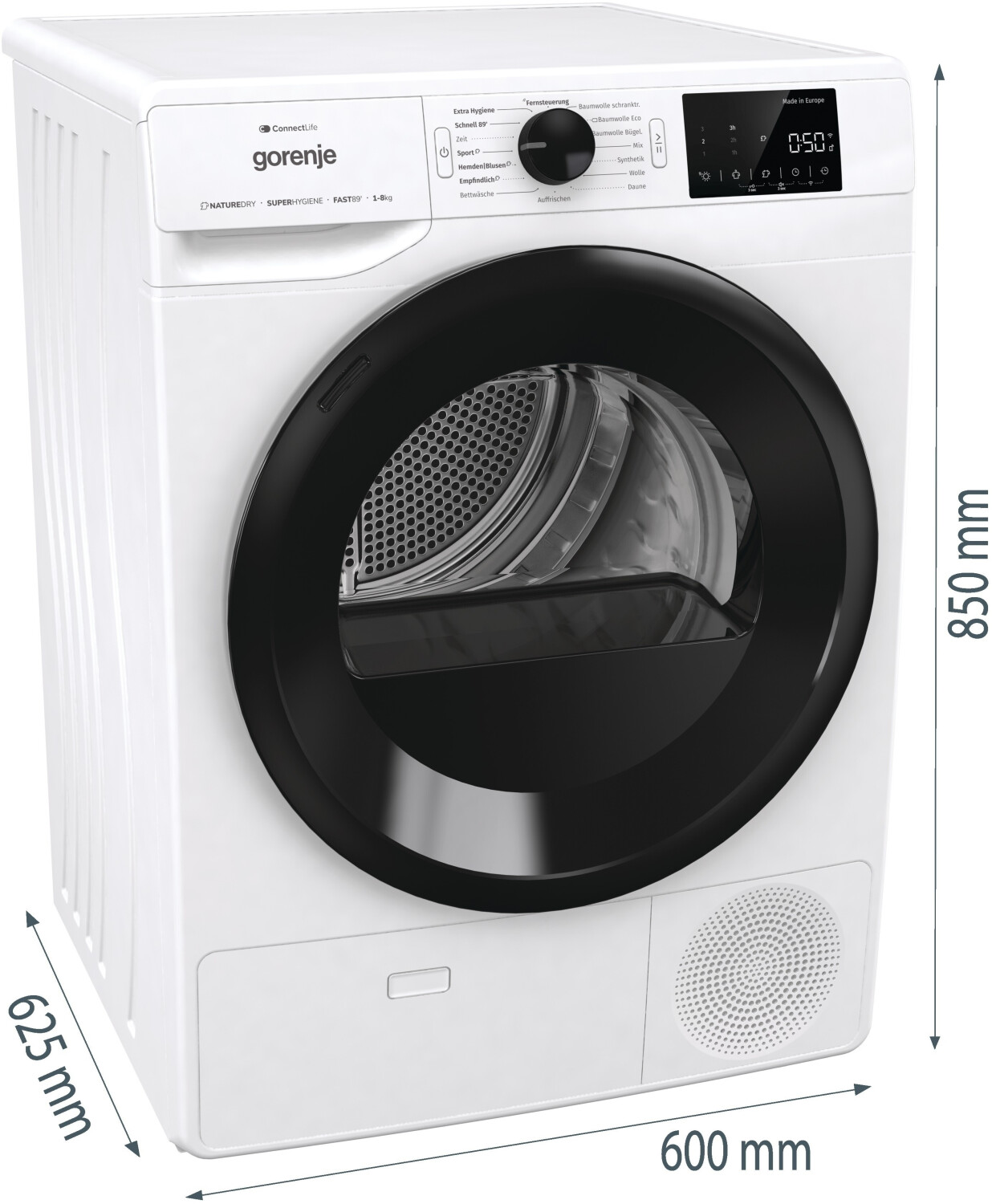 Gorenje DPNE82/GN Trockner/Kondensation mit Wärmepumpe / 8kg / 16 Programme/WIFI