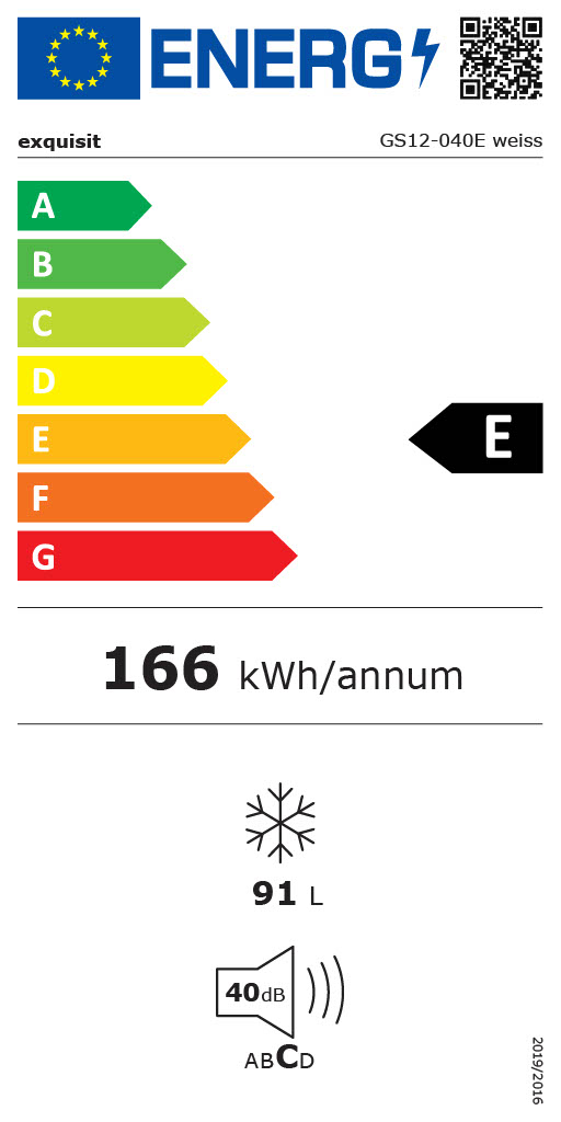 Exquisit GS12-040E Standgefrierschrank, 91L, 4 Sterne, SuperFrost, Energieeffizienz E