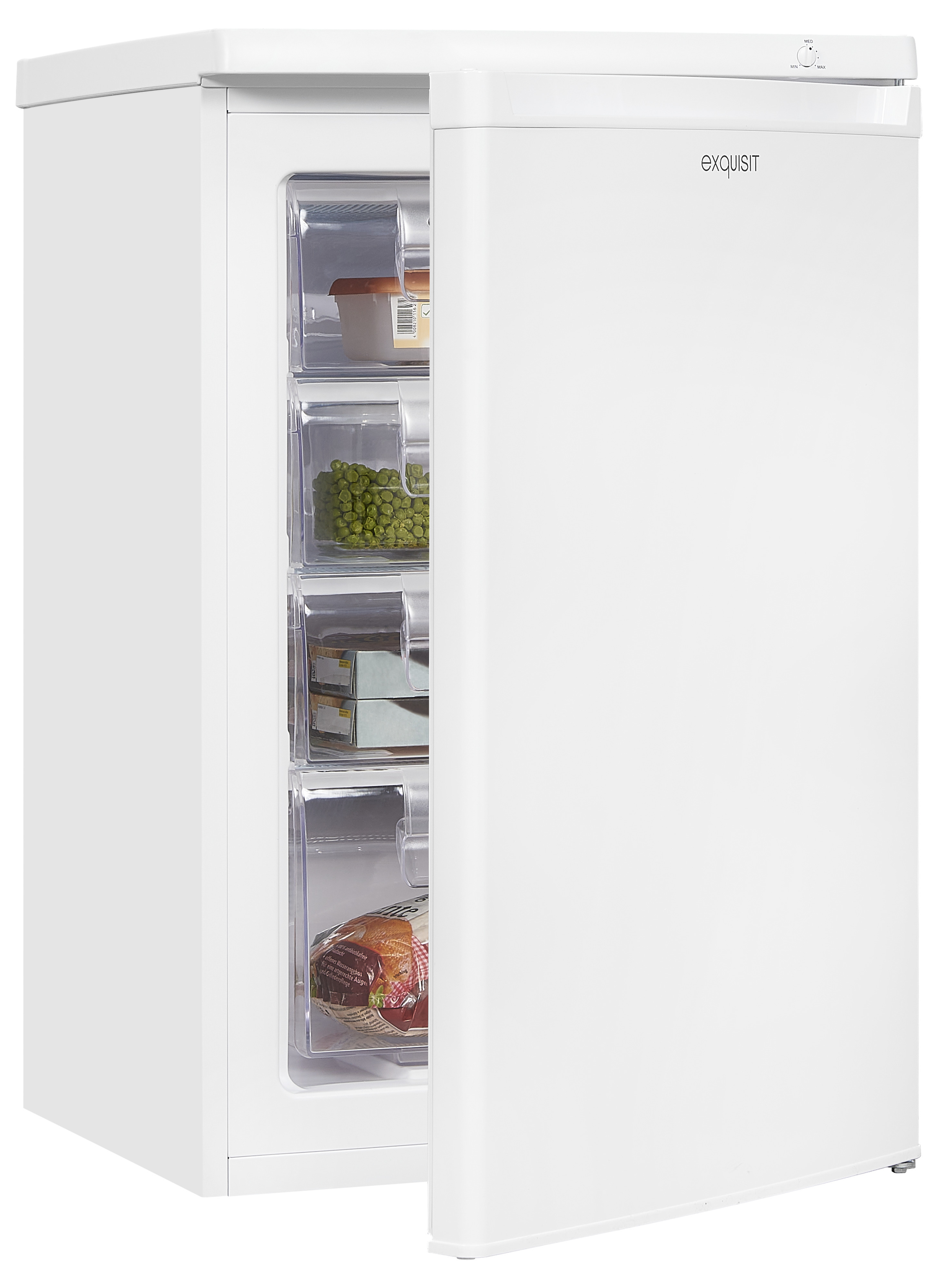 Exquisit GS12-040E Standgefrierschrank, 91L, 4 Sterne, SuperFrost, Energieeffizienz E