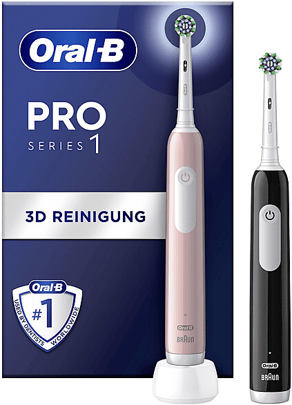 Oral-B Pro Series 1 Duo schwarz pink  Elektrozahnbürste  3 Reinigungsstufen  Zweites Handstück 