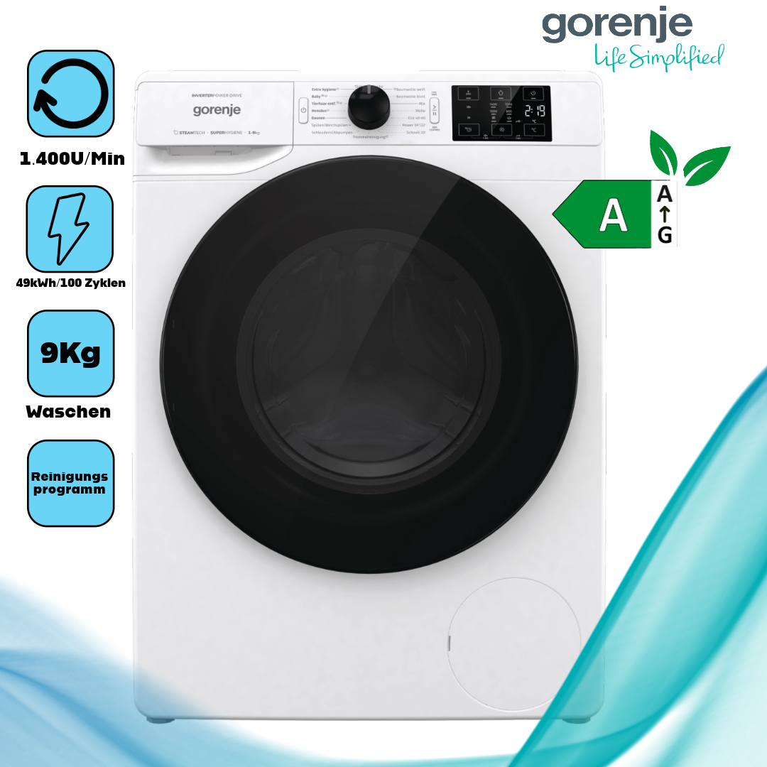 Gorenje WNFHEI94ADPS  Frontlader  9 kg  1.400 U pro Min  Startzeitvorwahl 