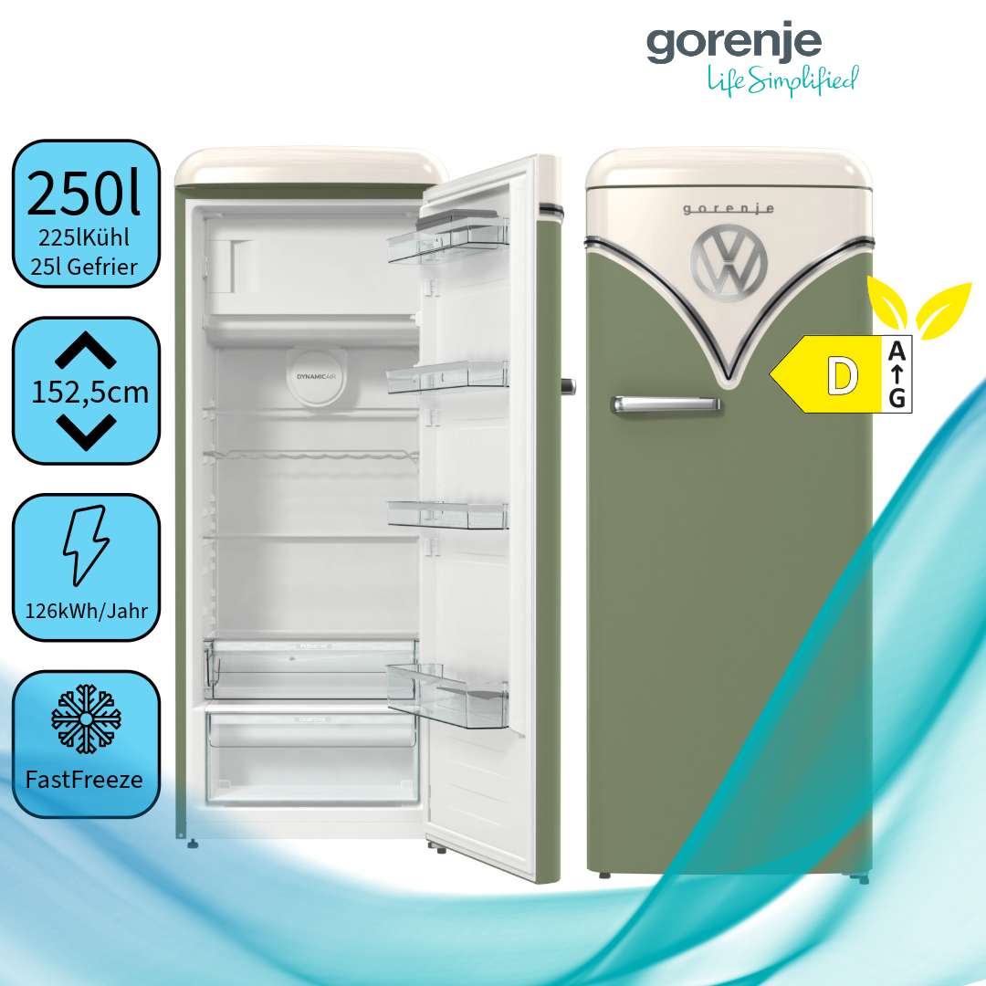 Gorenje OBRB615DOL   Retro – Kühl-Gefrierkombination   Freistehend