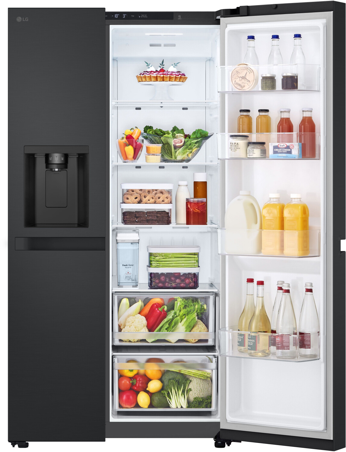 LG GSLC41EPPE Side-by-Side, Smart inverter Compressor, Eis- und Wasserspender, Wassertank,  Freistehend 
