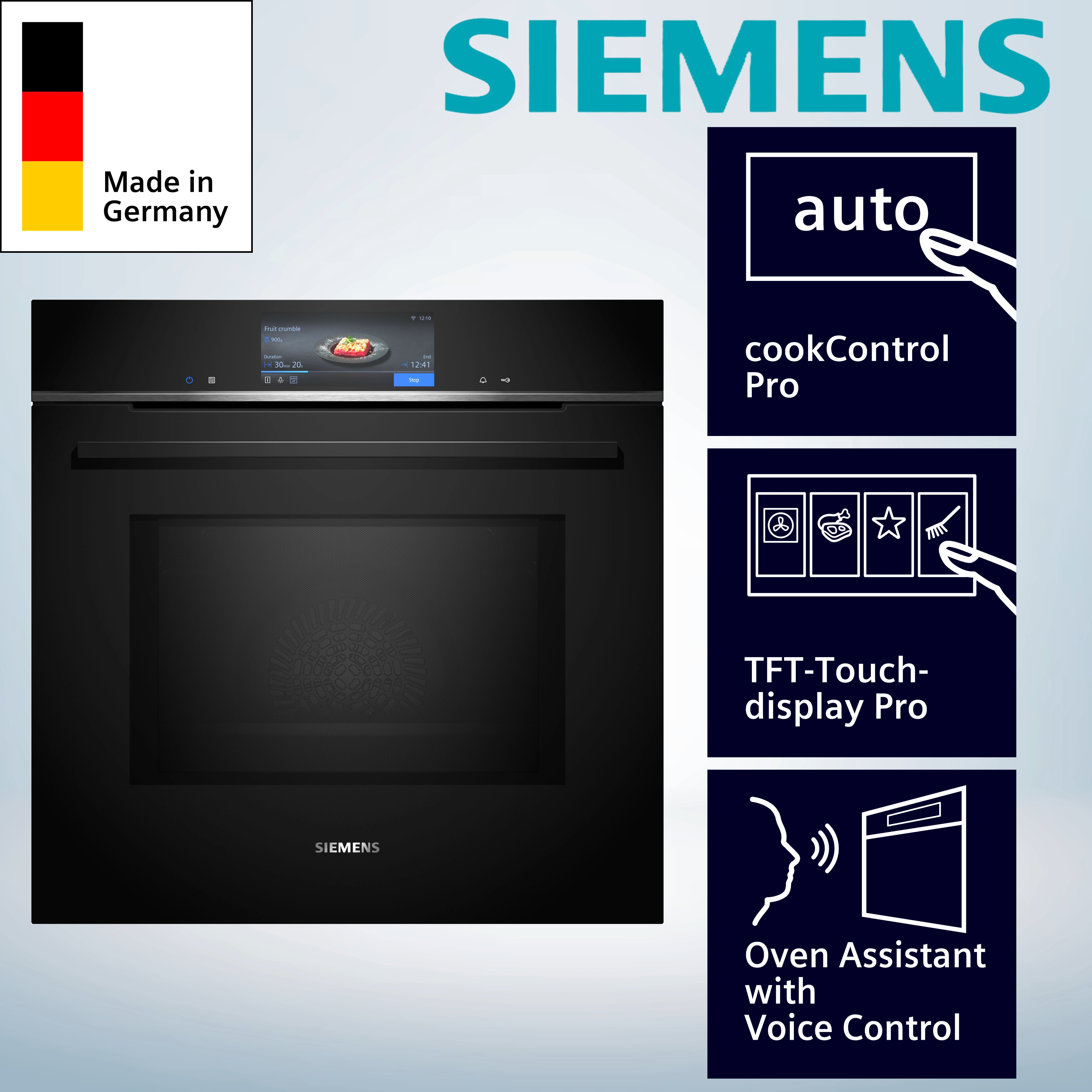 Siemens HM778GMB1 Elektrobackofen  Hydrolyse  WLAN-fähig  Teleskopauszug  Heißluft  Mikrowelle