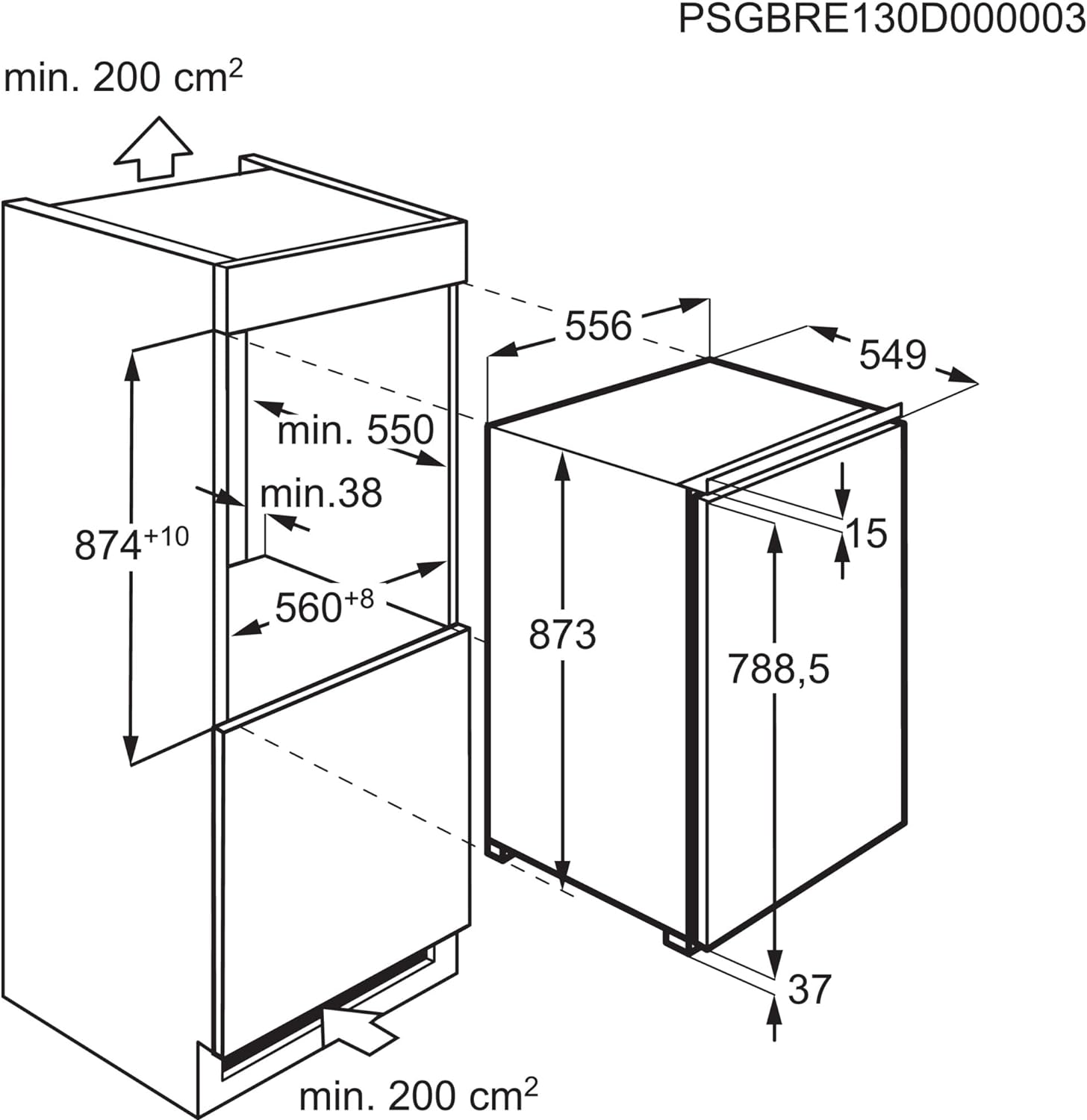 AEG TSF5O88WDF Einbaukühlschrank  880 mm  4-Sterne-Gefrierfach