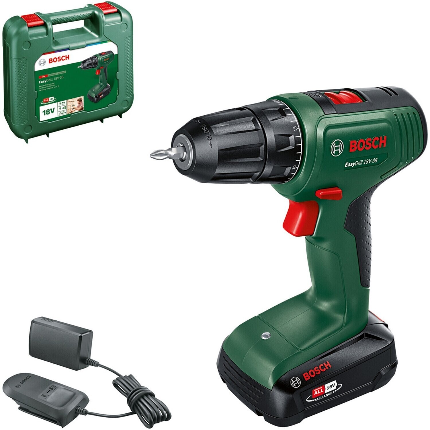 Bosch Akkuschrauber EasyDrill 18V-38 (1 Akku 2,0 Ah, 18 Volt System, im Koffer)