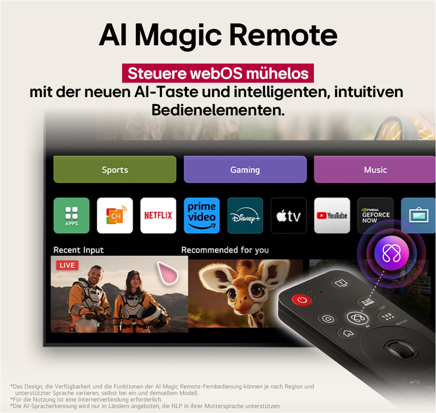 LG OLED55G59LS 139 cm (55 Zoll) OLED evo AI TV 