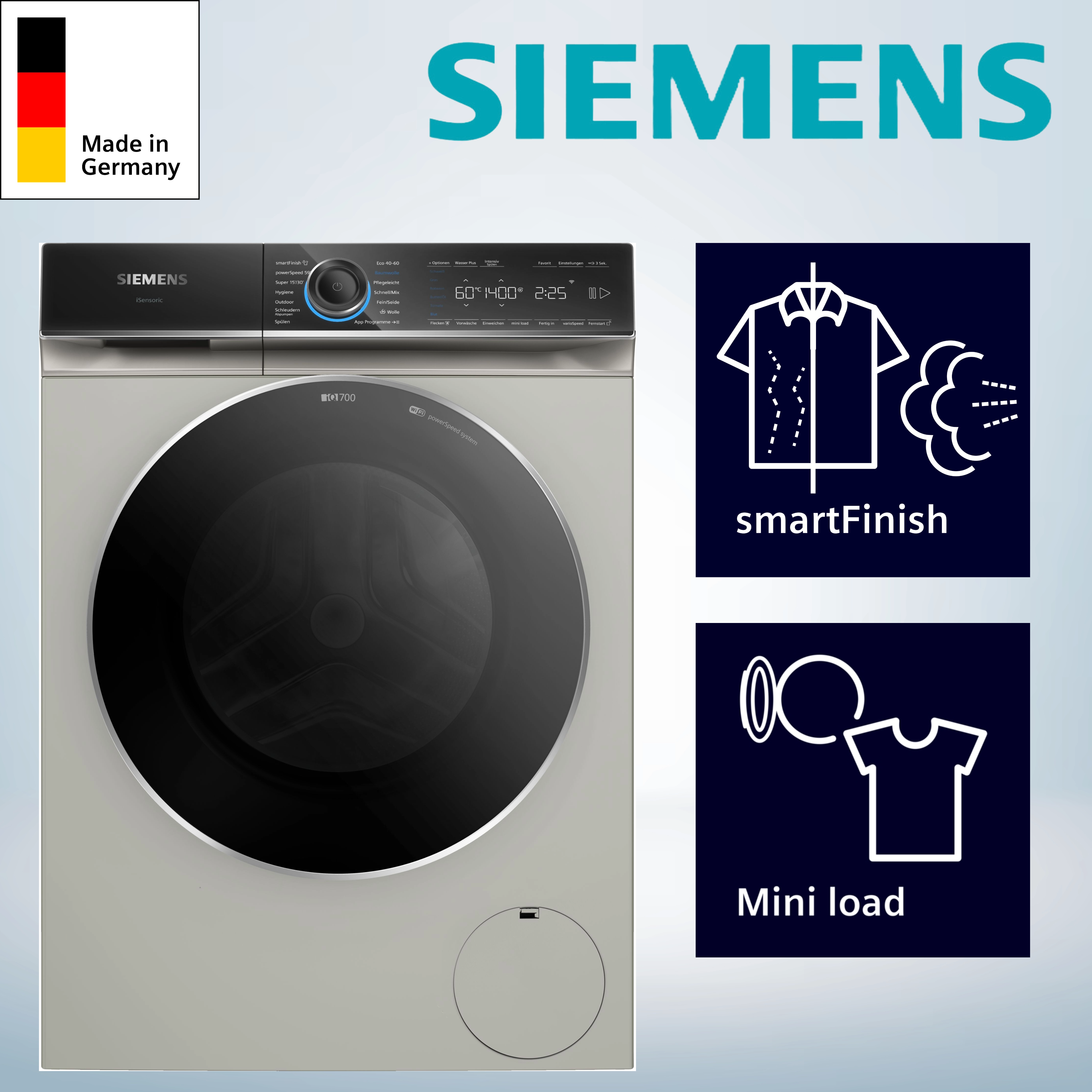 Siemens WG44B20X40 Waschmaschine  Frontlader  9 kg  1.400 U/Min  WLAN (Wi-Fi)