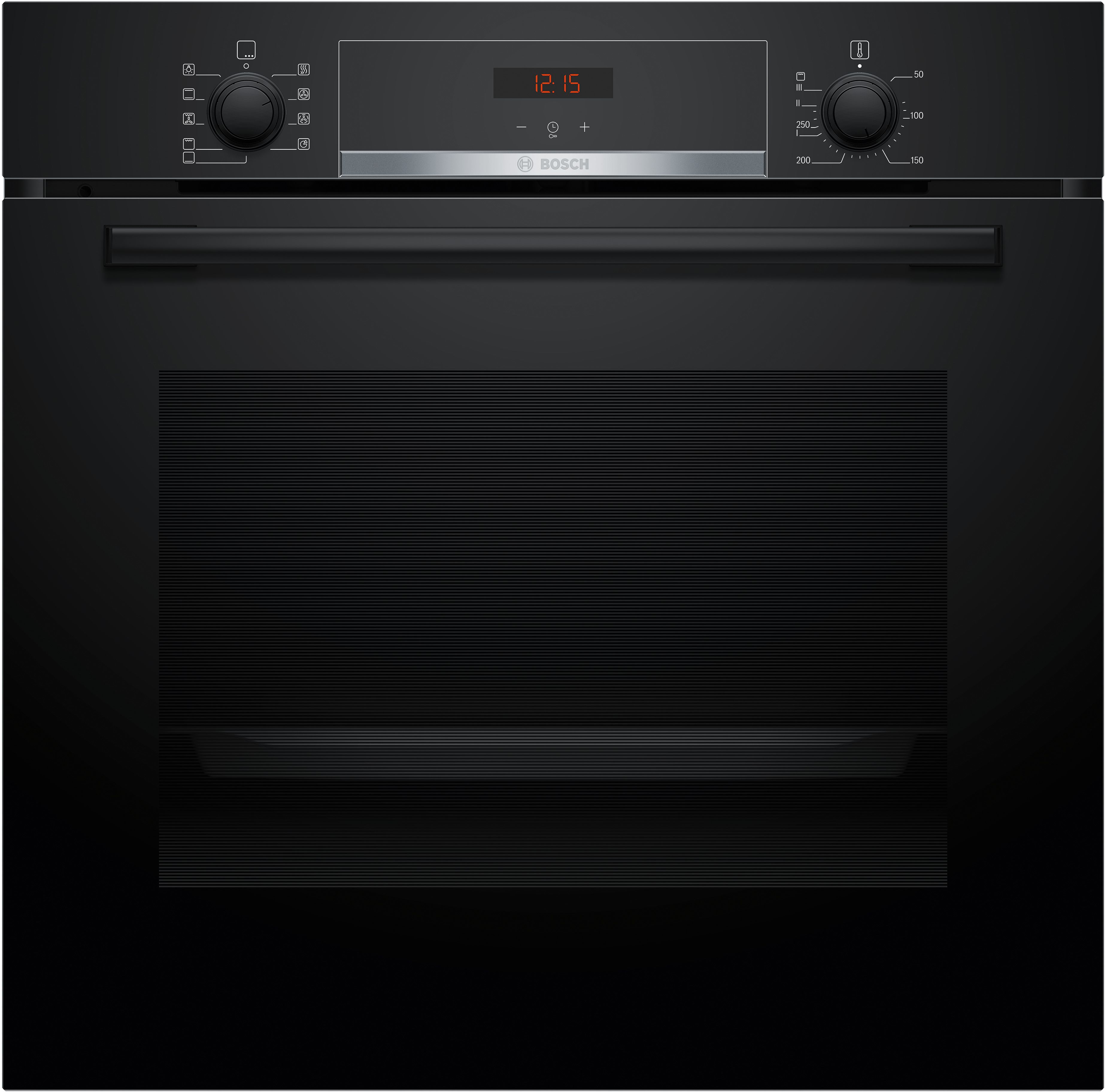 Bosch Serie 4 HBA514BB3 Einbau-Backofen – 71 l, 3D Heißluft, 7 Beheizungsarten, Hydrolyse, A+, Schwarz