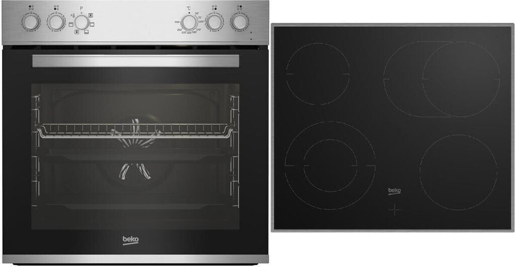 Beko BBUE12020X Einbauherdset: Glaskeramik-Kochfeld mit Edelstahlrahmen