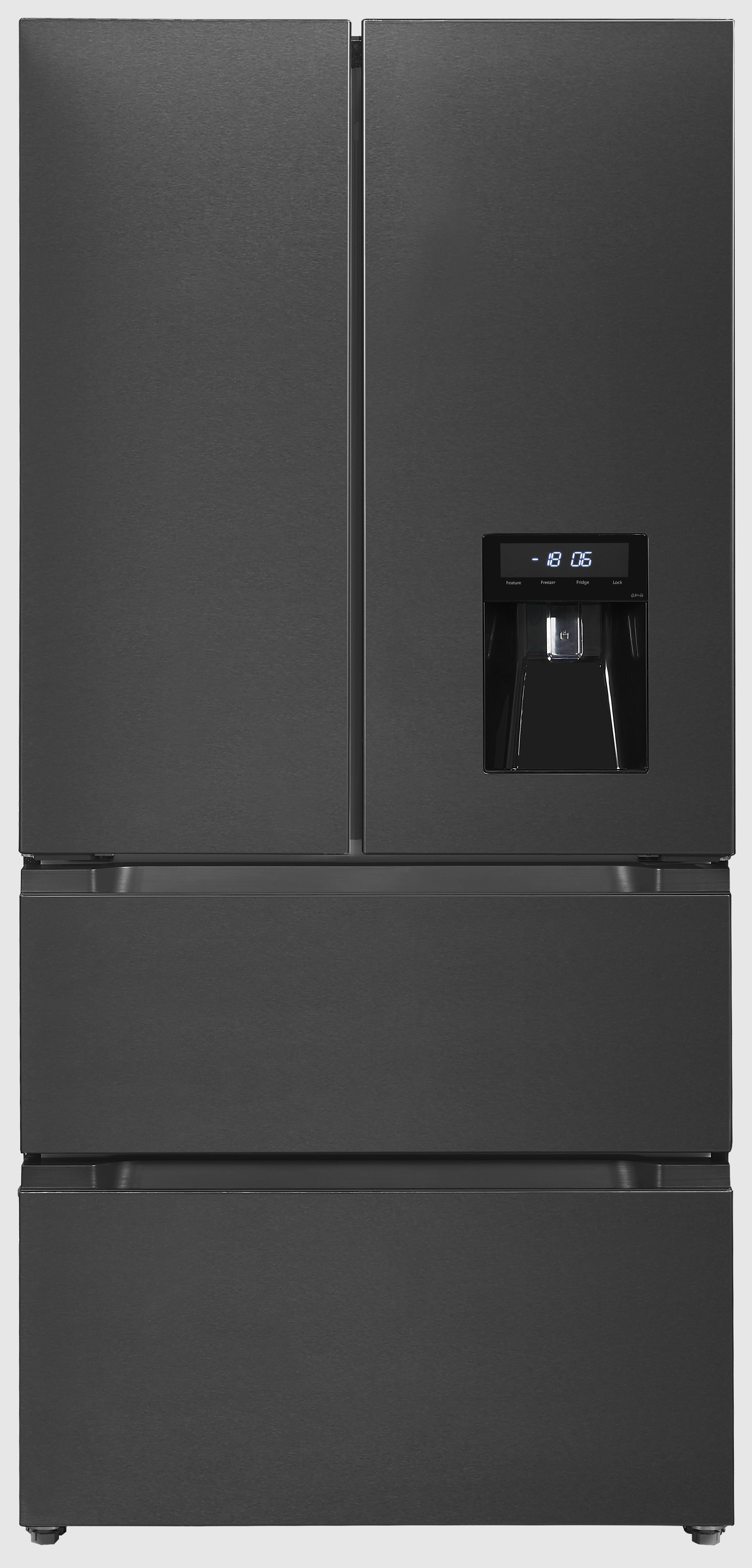 Exquisit FD490-160-WS-200E inoxlook-az – French-Door-Kühlschrank mit No-Frost und 506 Liter Volumen