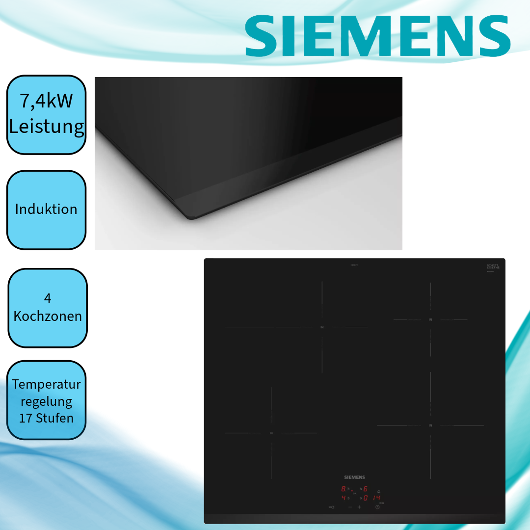 Siemens Ausstellungsstück EI631CFB1E Induktionskochfeld  Facettenschliff  herdgebunden  aufliegender Einbau