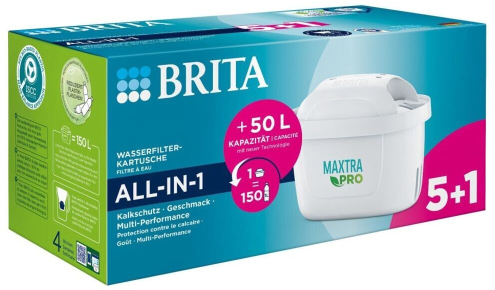 Brita MAXTRA PRO All-in-1 Pack 5+1  Tischwasserfilter  Gesamtvolumen 150 Liter