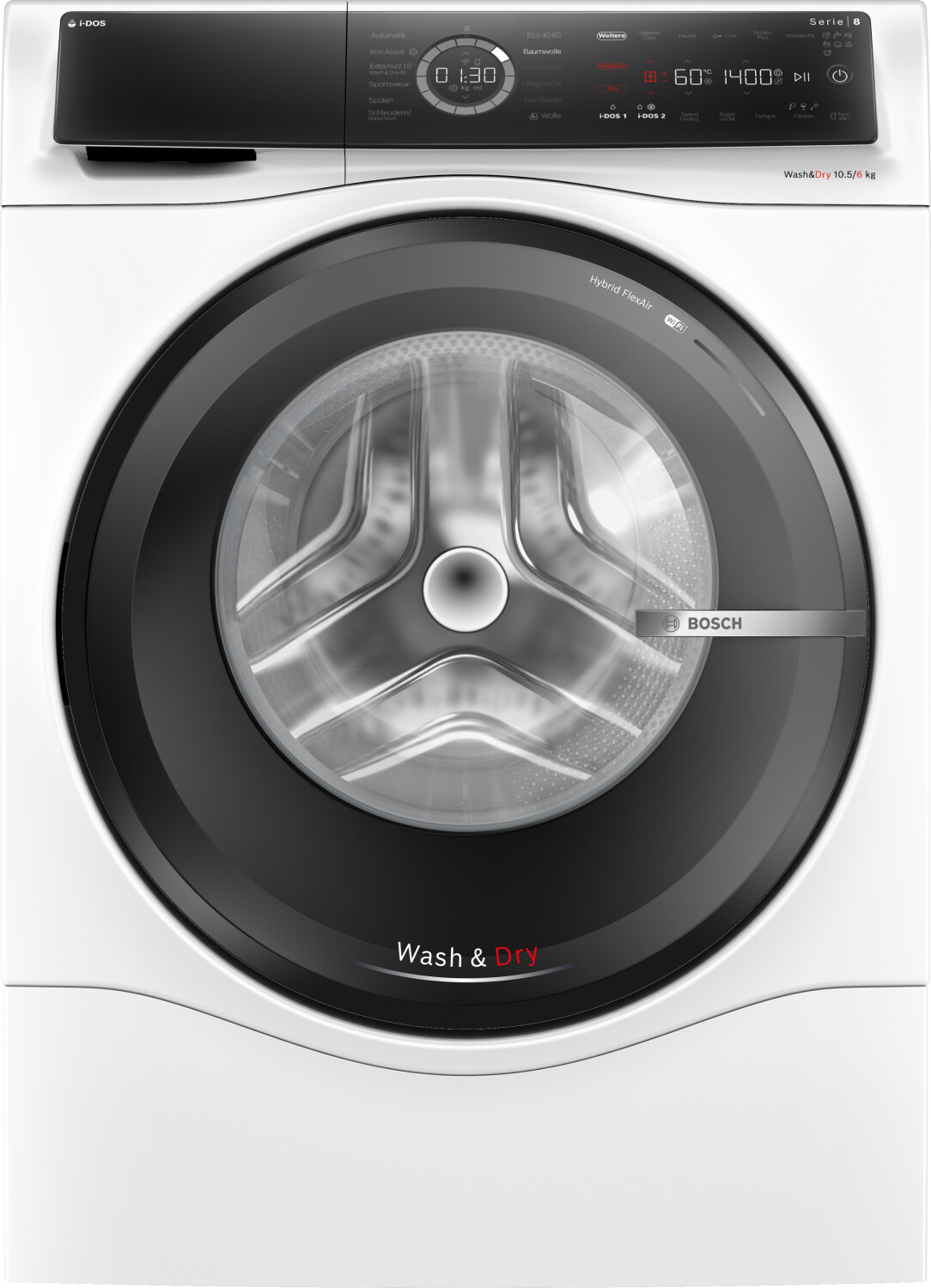 Bosch WNC254A40 Serie 8, Smarter Waschtrockner, 10.5 kg Waschen und 6 kg Trocknen