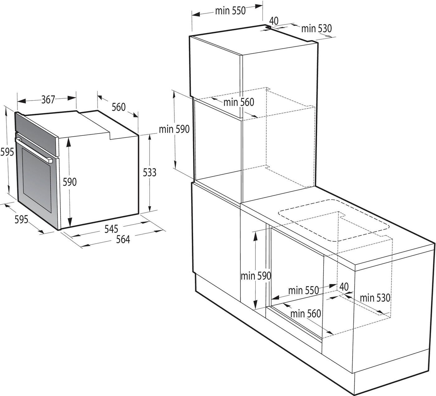 Gorenje BPS6737E14BG Einbau-Backofen / 77L / Pyrolyse/Heißluft/ExtraSteam