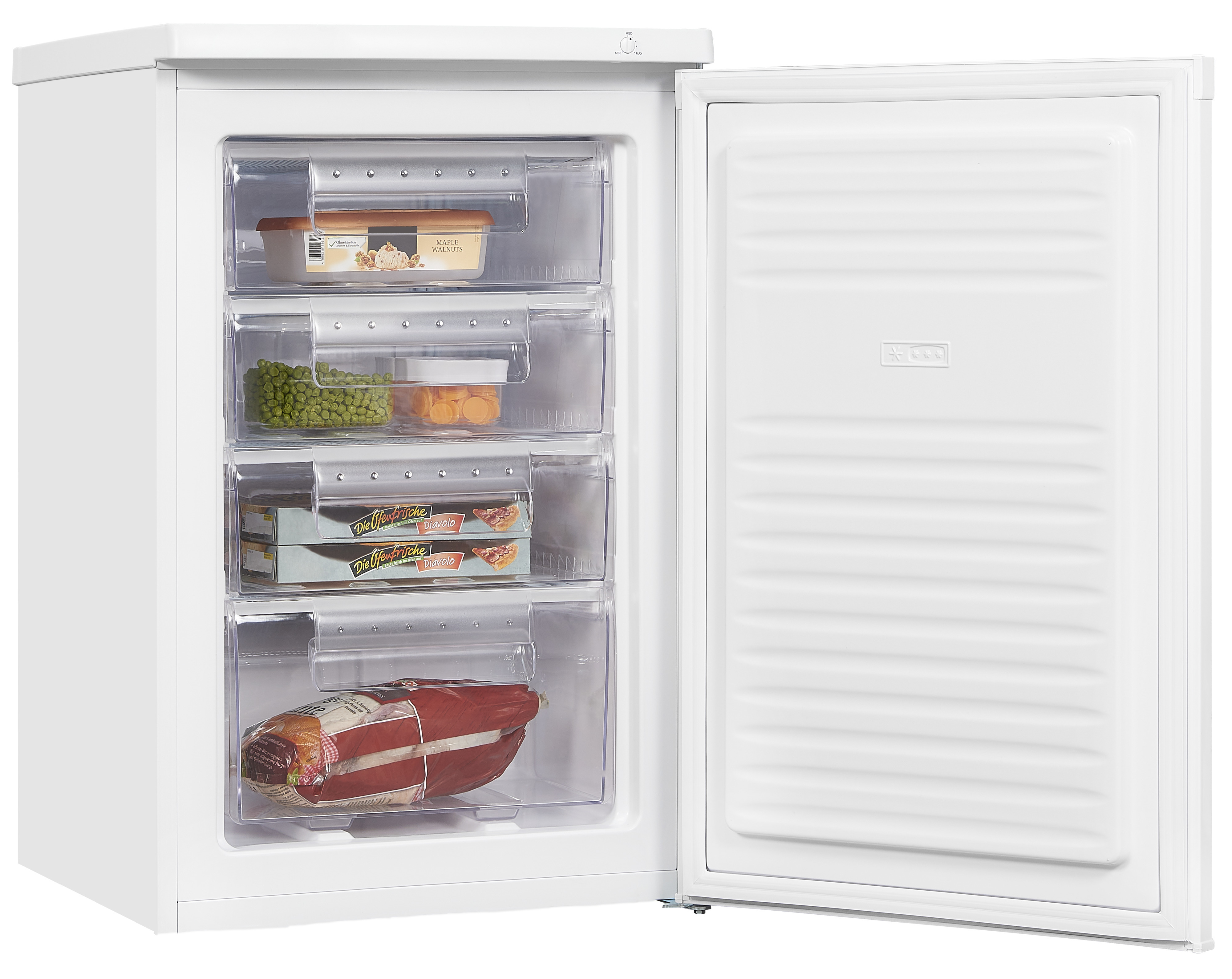 Exquisit GS12-040E Standgefrierschrank, 91L, 4 Sterne, SuperFrost, Energieeffizienz E