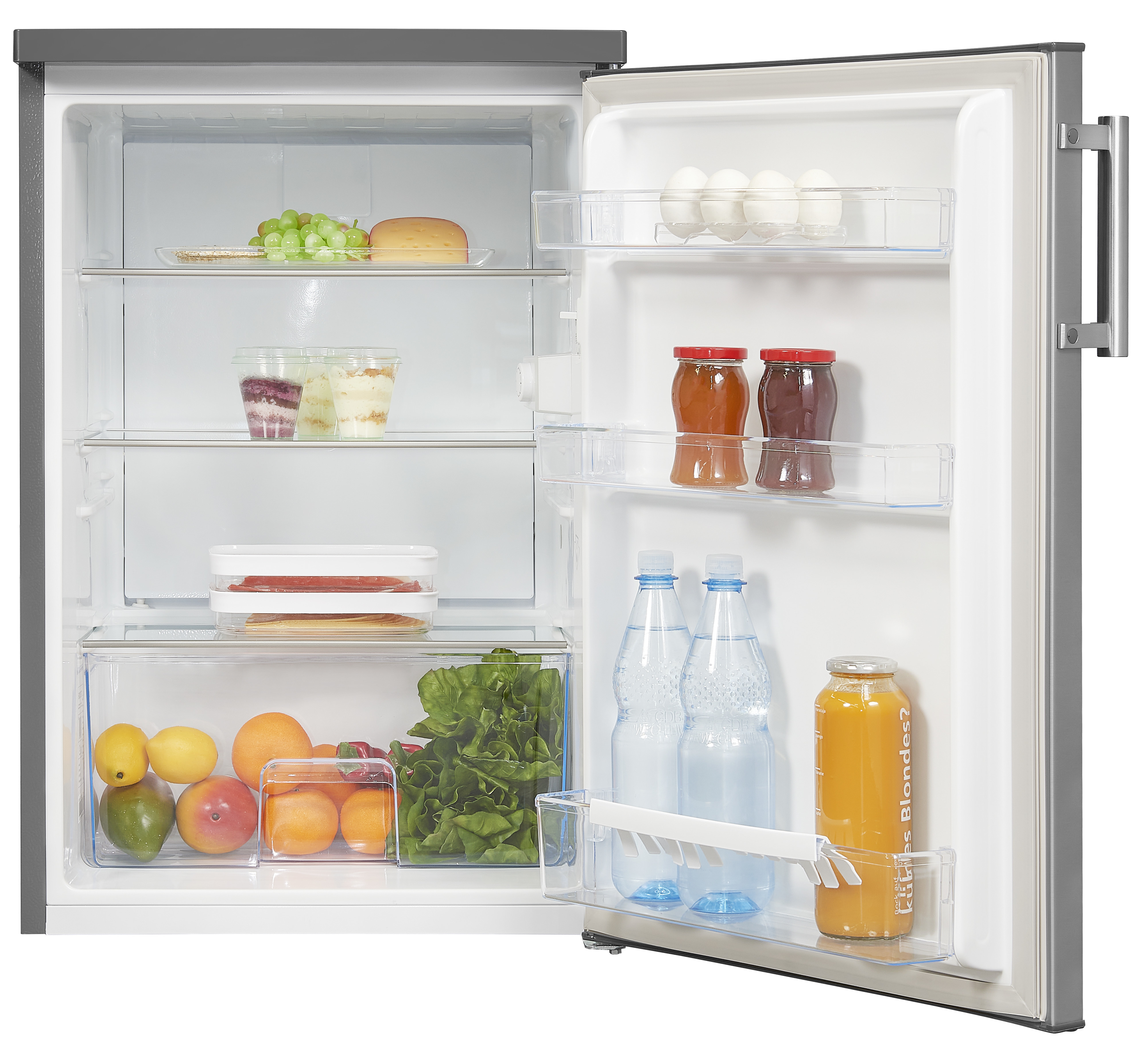 Exquisit KS16-V-H-010D inoxlook – Freistehender Standkühlschrank, 133 Liter