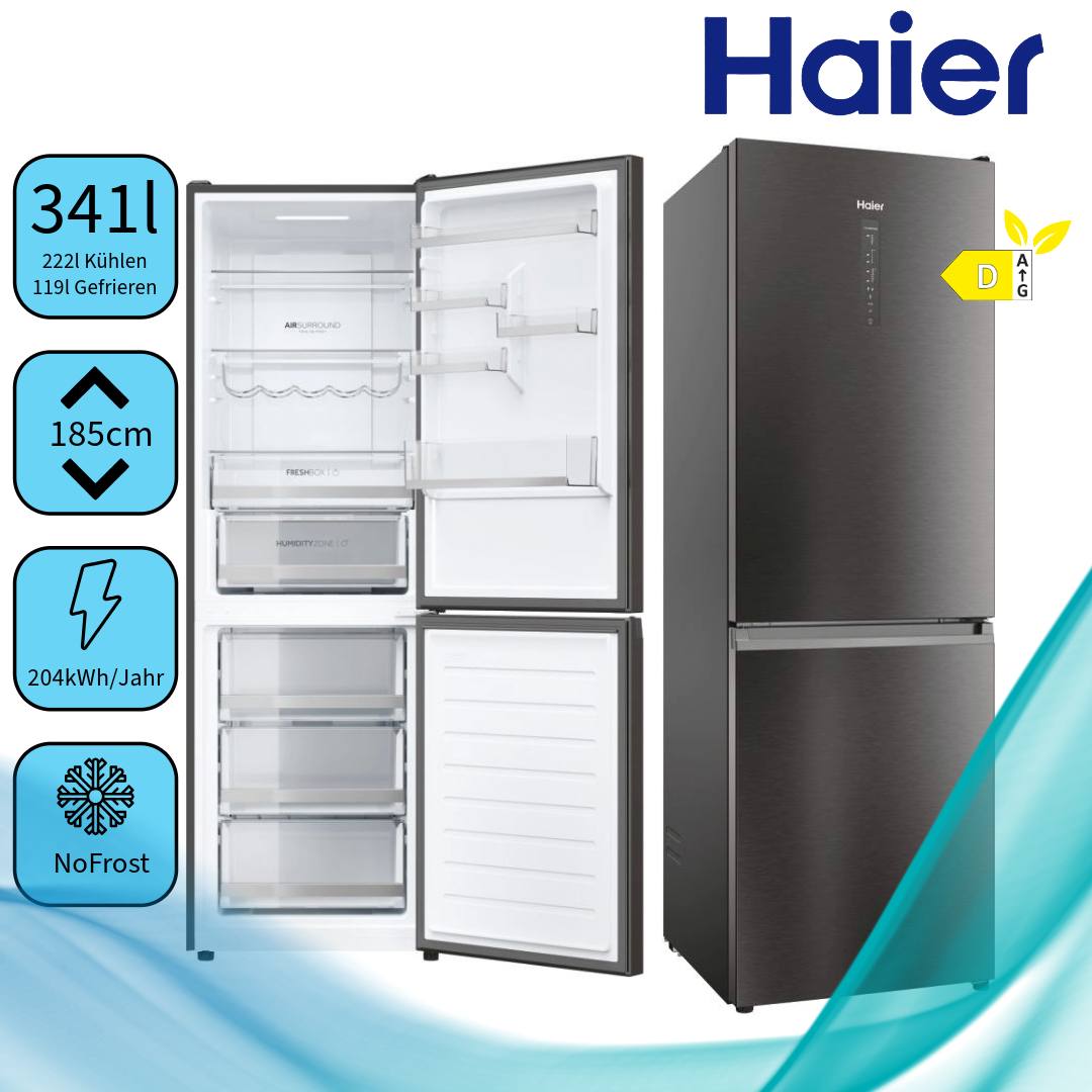 Haier HDW3618DNPD Kühl-Gefrierkombination  Inhalt Kühlbereich 222 Liter 