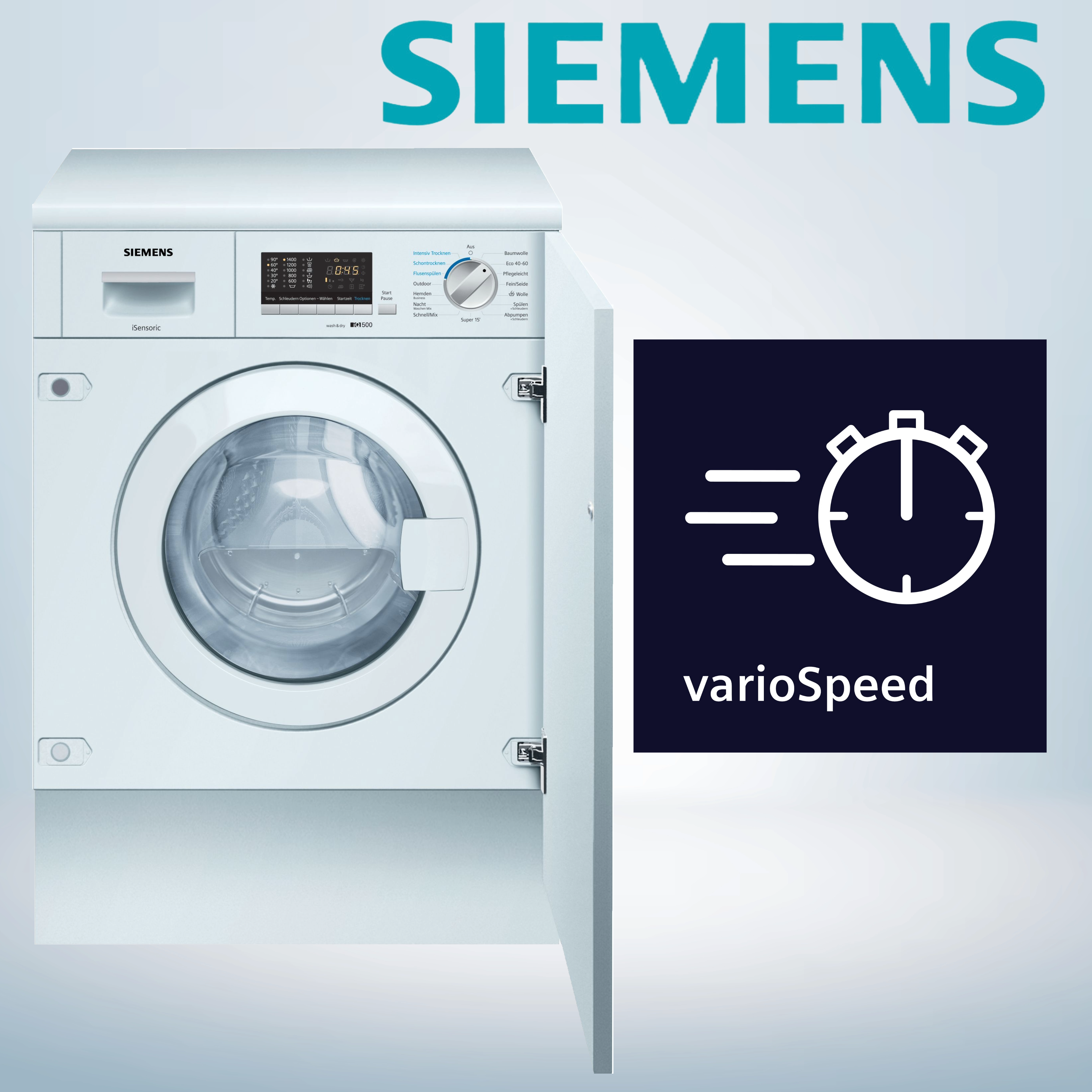 Siemens WK14D543 Einbau-Waschtrockner  unterbaufähig  7 kg Waschen  4 kg Trocknen