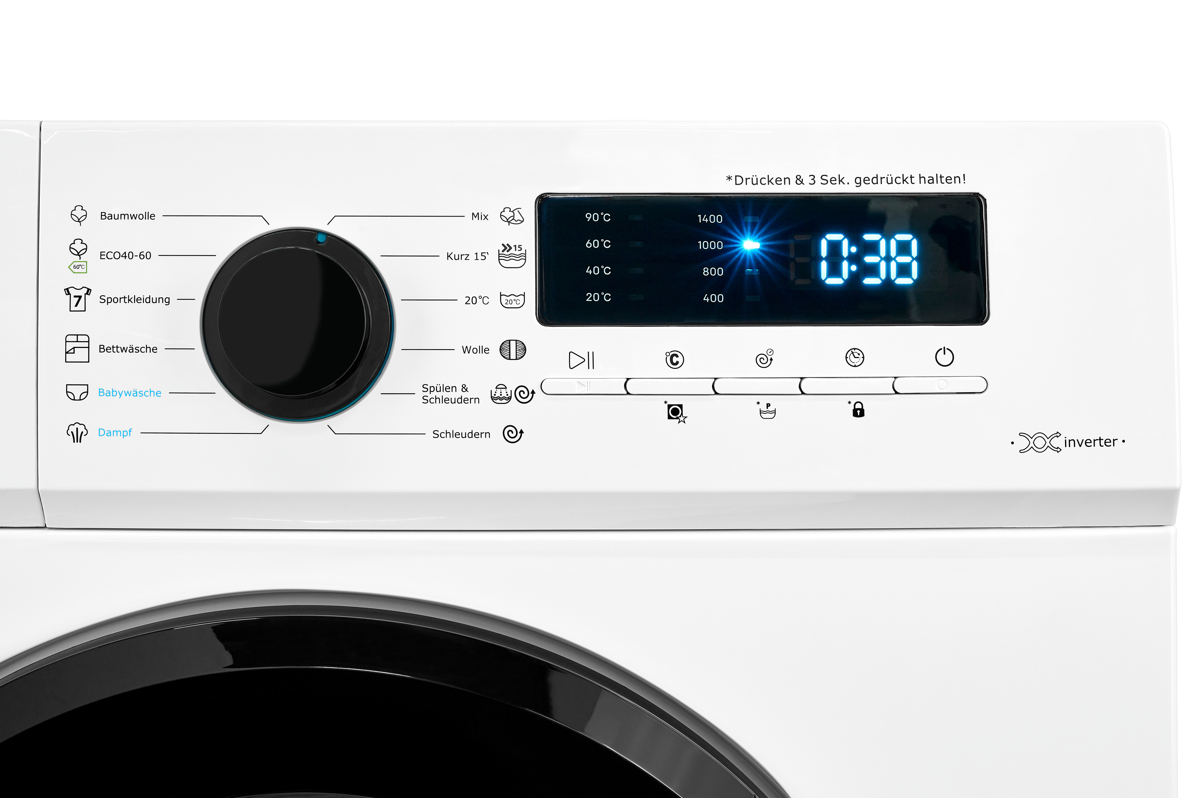 Exquisit WA8014-020A Waschmaschine – 8 kg, Energieeffizienz A, 1400 U/Min, Schwarz-Weiß