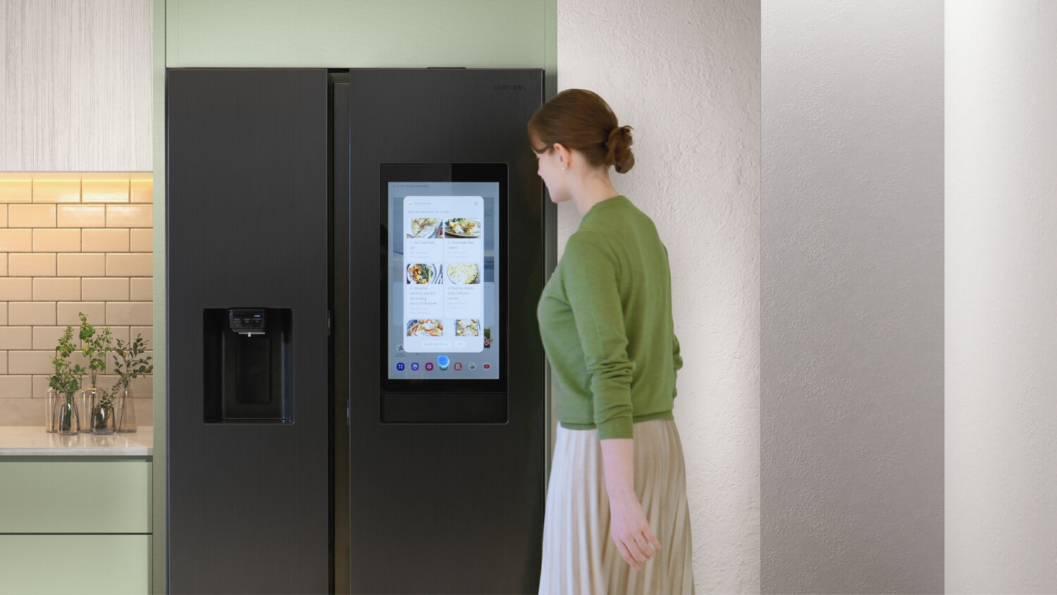 Samsung RS90F67BEFEF Side-by-Side Kühl-Gefrierkombination, AI Kühlschrank mit Gefrierfach