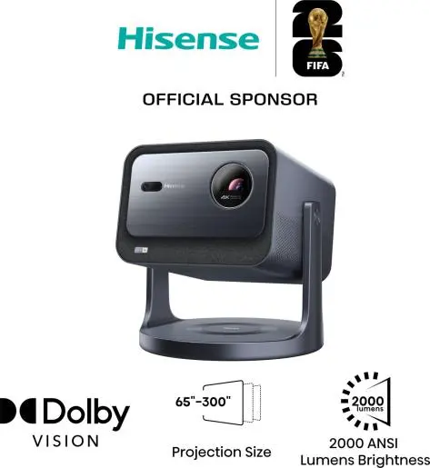 Hisense C2 Laser Projektor 4K Ultra HD Smart Mini-Projektor mit Triple Color Laser, Dolby Vision, JBL Sound & VIDAA U7
