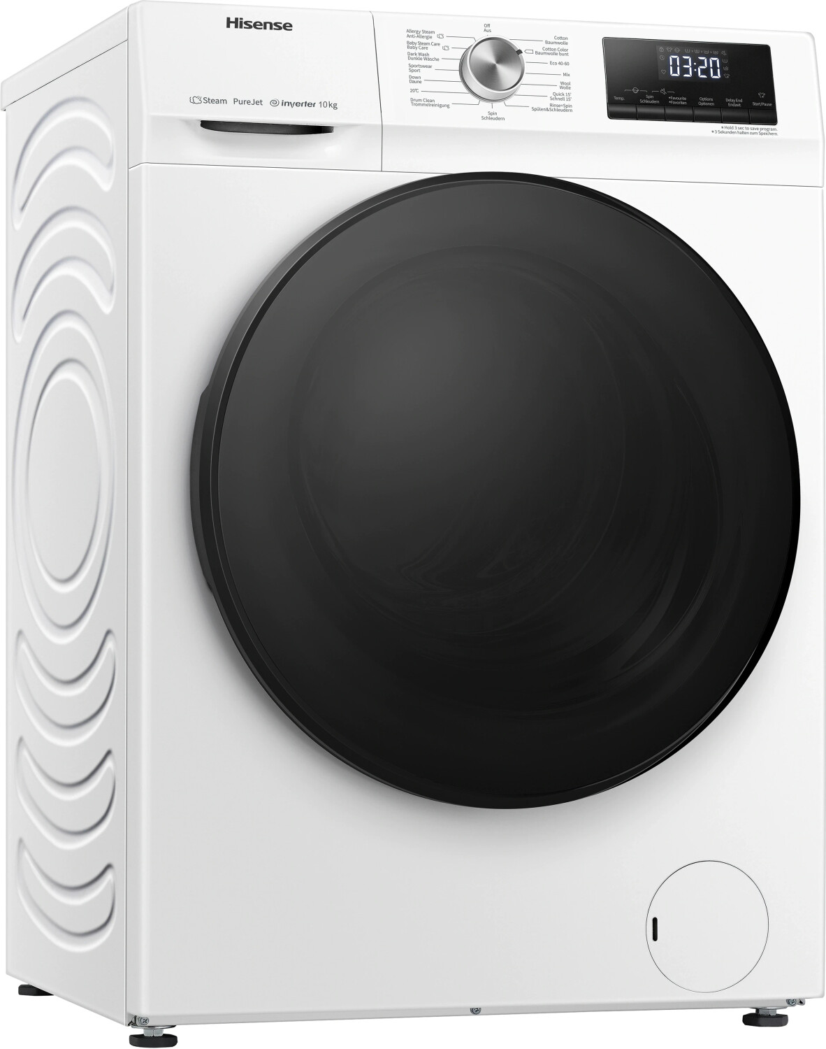 Hisense WFQA1014EVJM Waschmaschine mit Dampffunktion/10 kg/AquaStop /1400 U/min /15 Programme