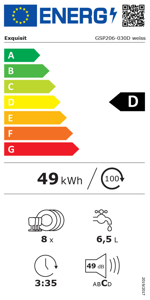 Exquisit GSP206-030D weiss Tischgeschirrspüler, kompakt, 8 Maßgedecke, Energieeffizienz D Exquisit GSP206-030D weiss Tischgeschirrspüler, kompakt, 8 Maßgedecke, Energieeffizienz D