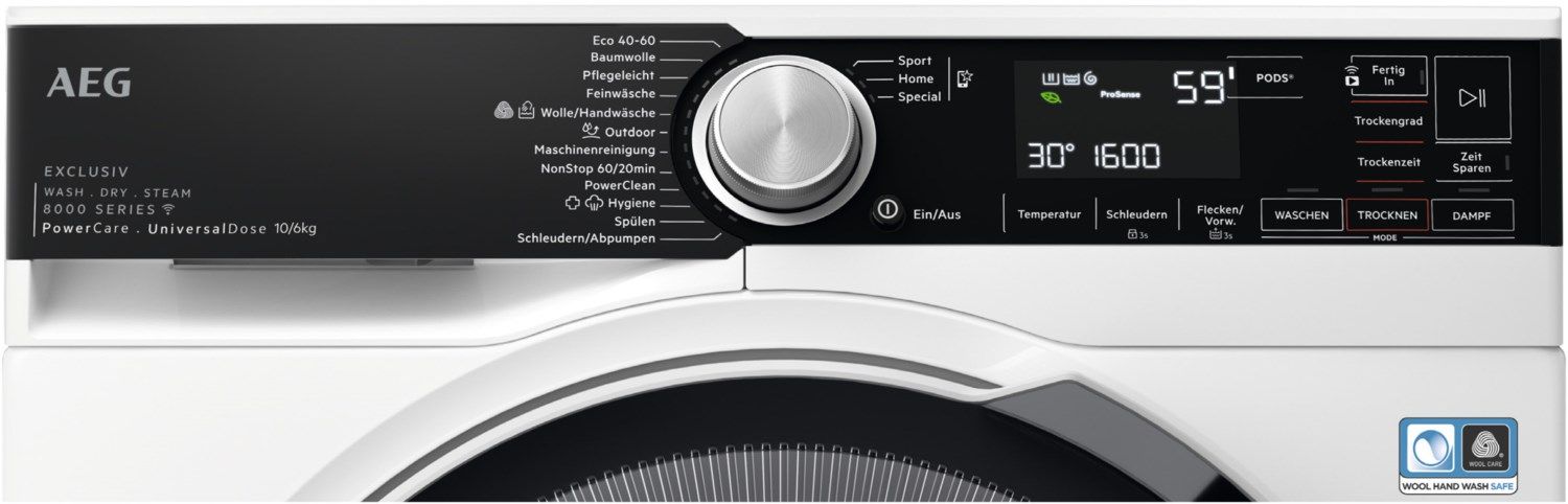 AEG LWR8E80609   freistehender Waschtrockner  10 kg Waschen  6 kg Trocknen 