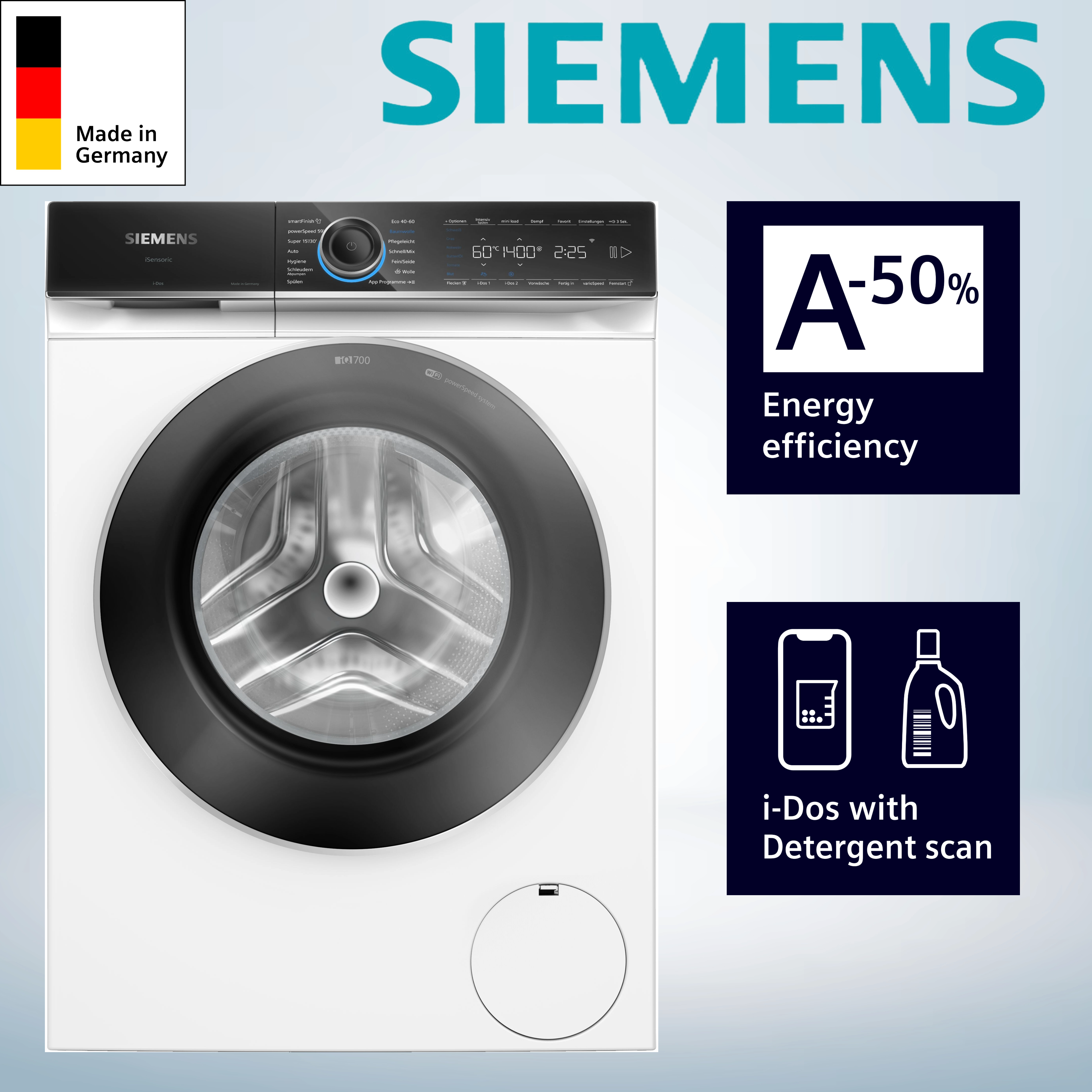 Siemens WG44B2AW0 Waschmaschine Frontlader iQ700 