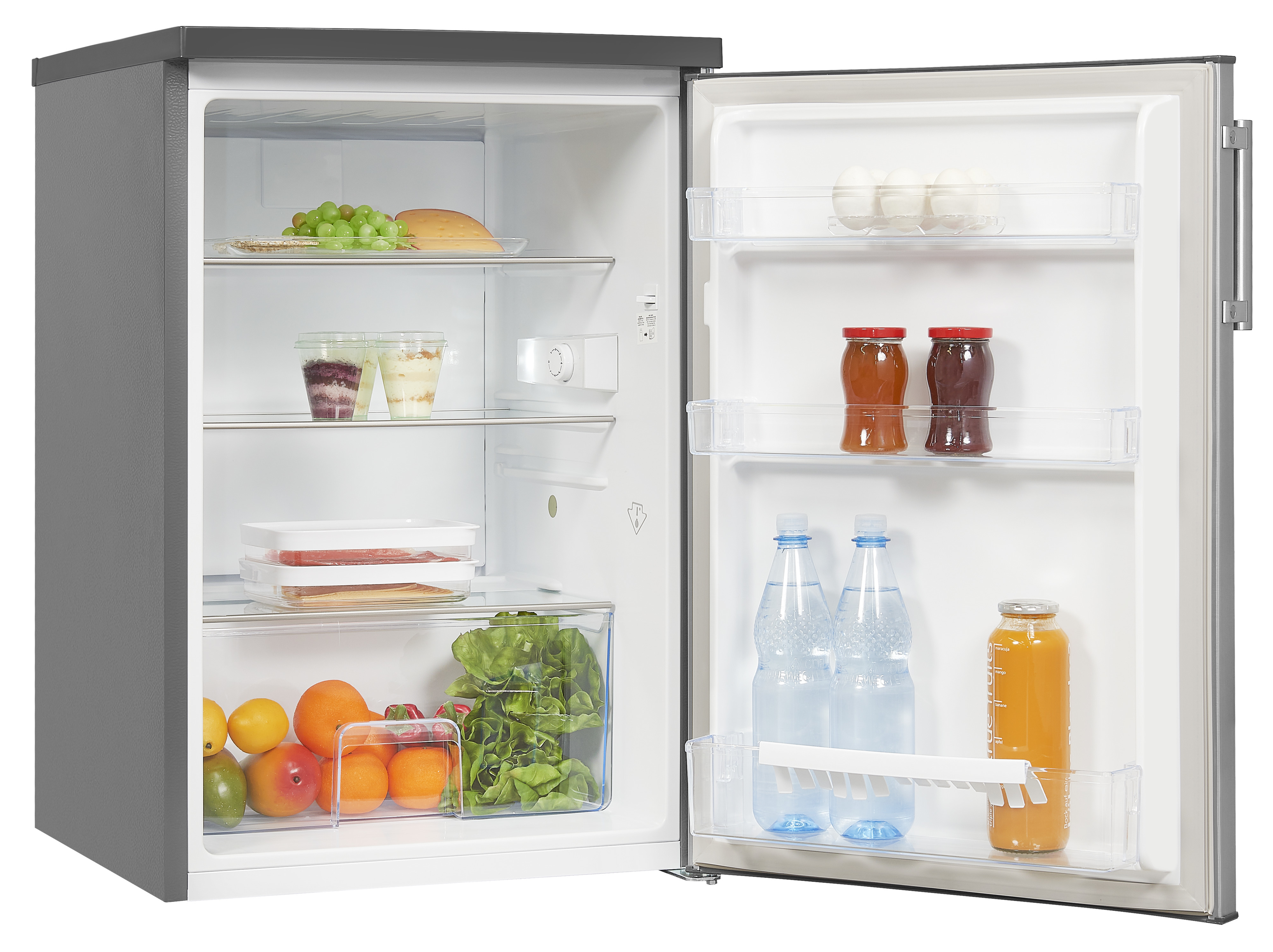 Exquisit KS16-V-H-010D inoxlook – Freistehender Standkühlschrank, 133 Liter