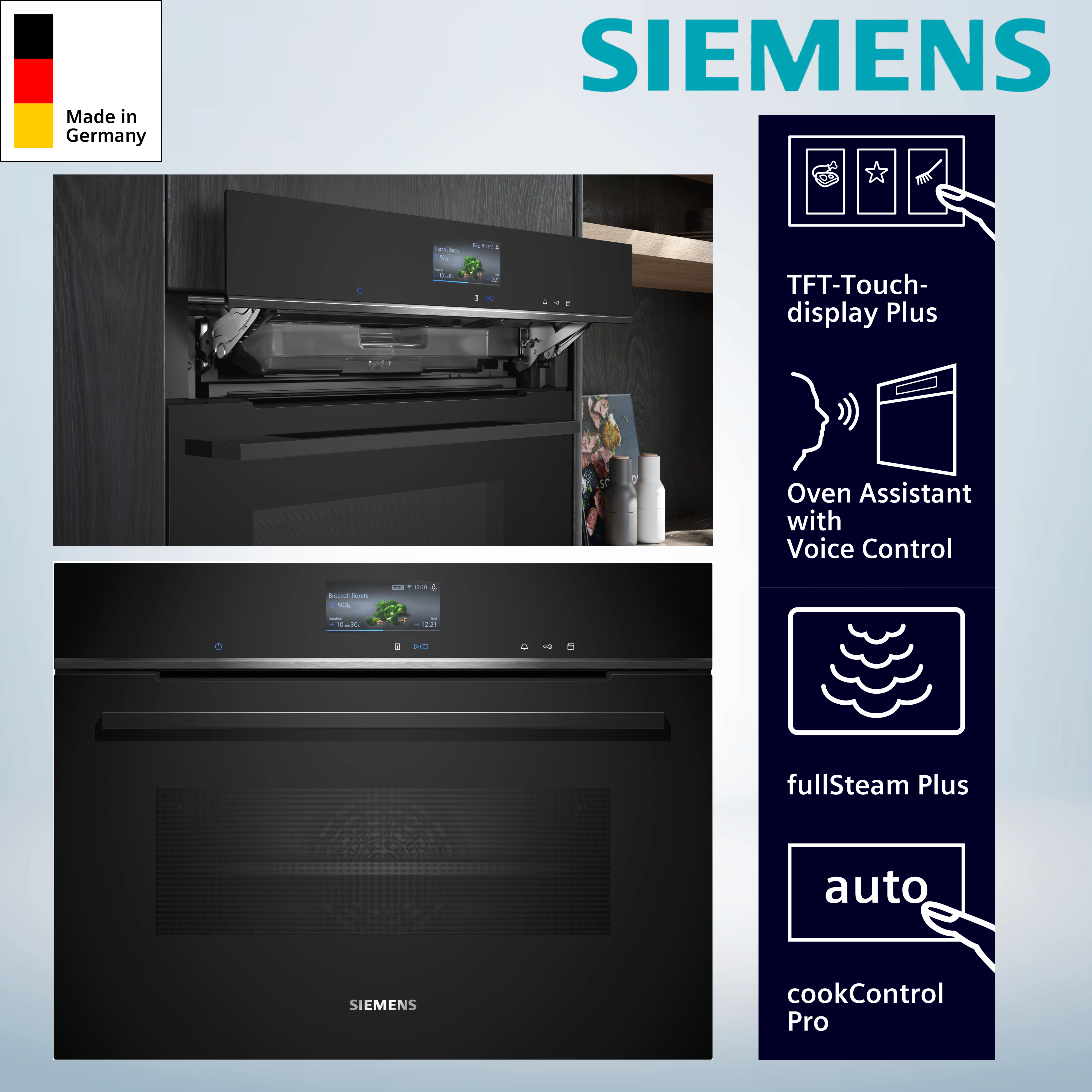 Siemens CS736G1B1 Kompaktbackofen  47 Liter  Hydrolyse  WLAN-fähig