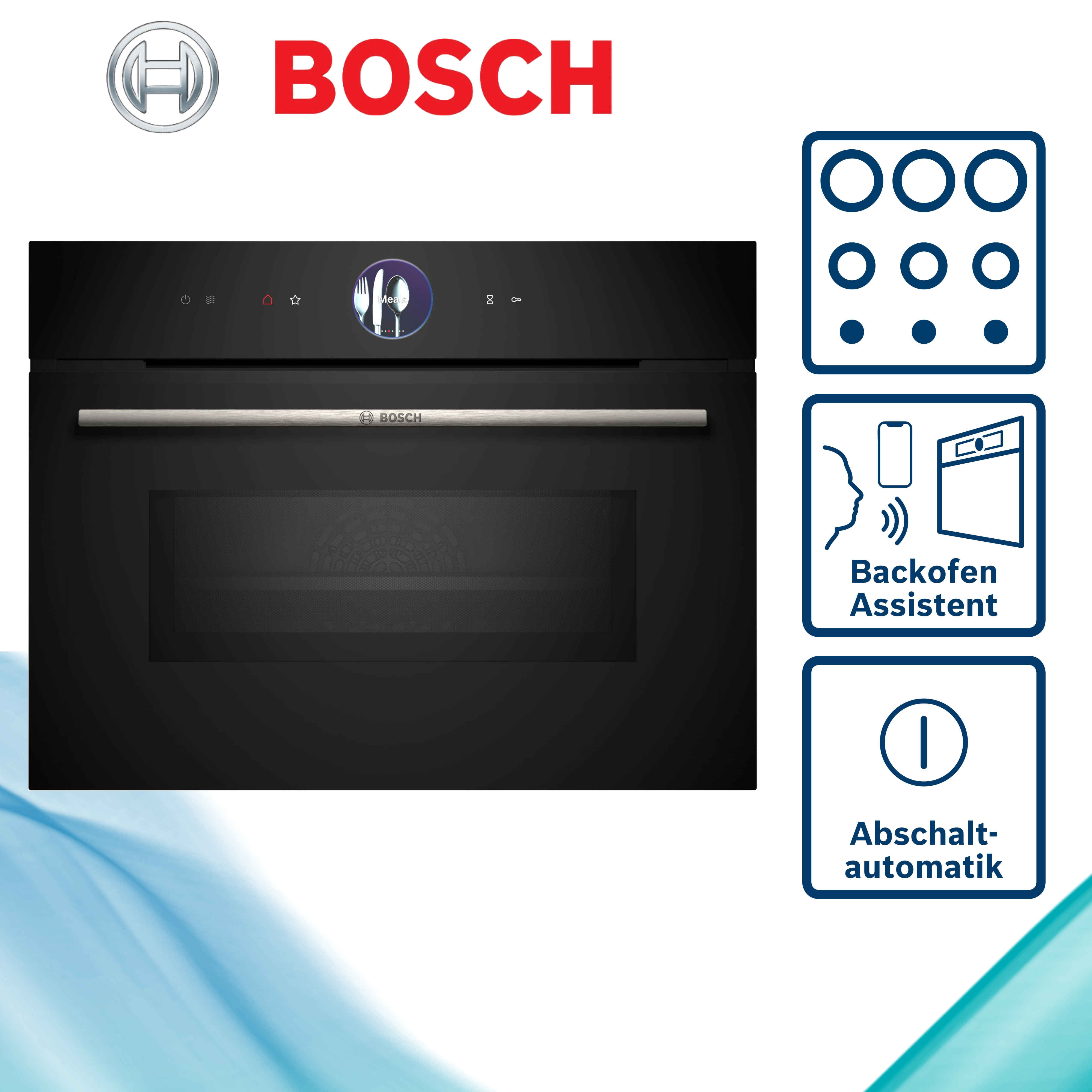 Bosch CMG7761B1 Serie 8 smarter Einbau-Kompaktbackofen mit Mikrowellenfunktion