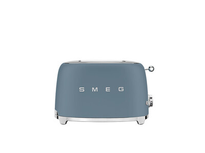 Smeg TSF01SBMEU 50's Style 2-Schlitz-Toaster Storm Blue-Matt – 950 W, 6 Röststufen, Bagel-, Auftau- & Aufwärmfunktion